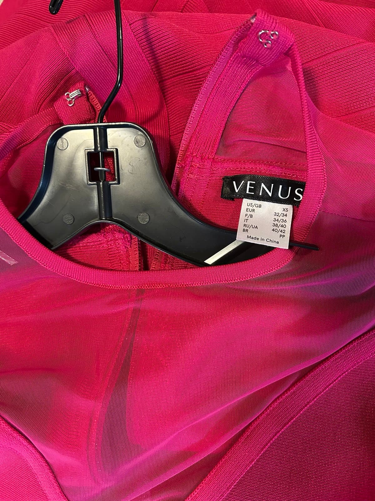 Venus Knit/Strechy Dress XS Fushia Pink - Thumbnail 3