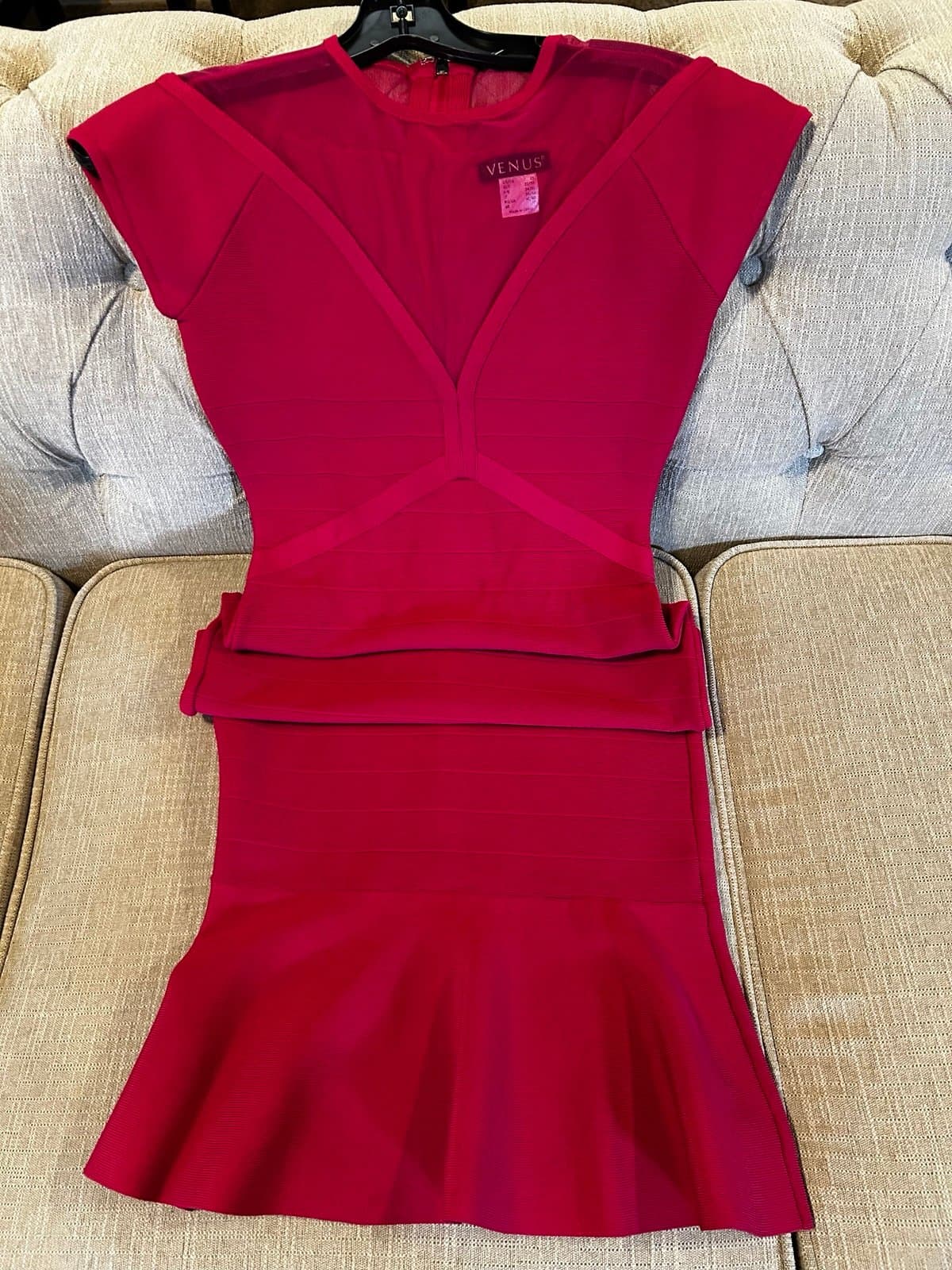 Venus Knit/Strechy Dress XS Fushia Pink - Thumbnail 2