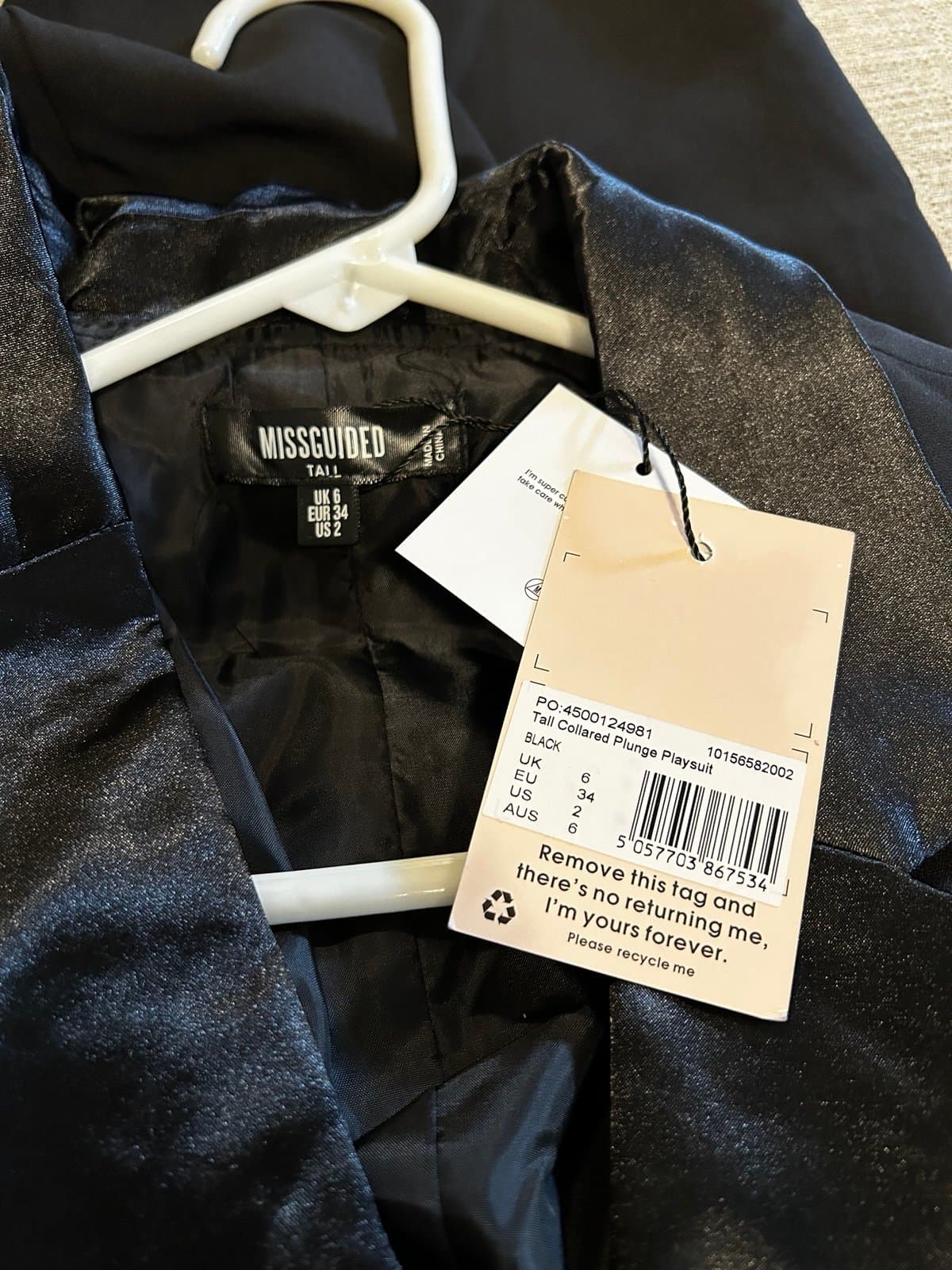 Missguided Collared Plunge Playsuit/Romper - Thumbnail 3