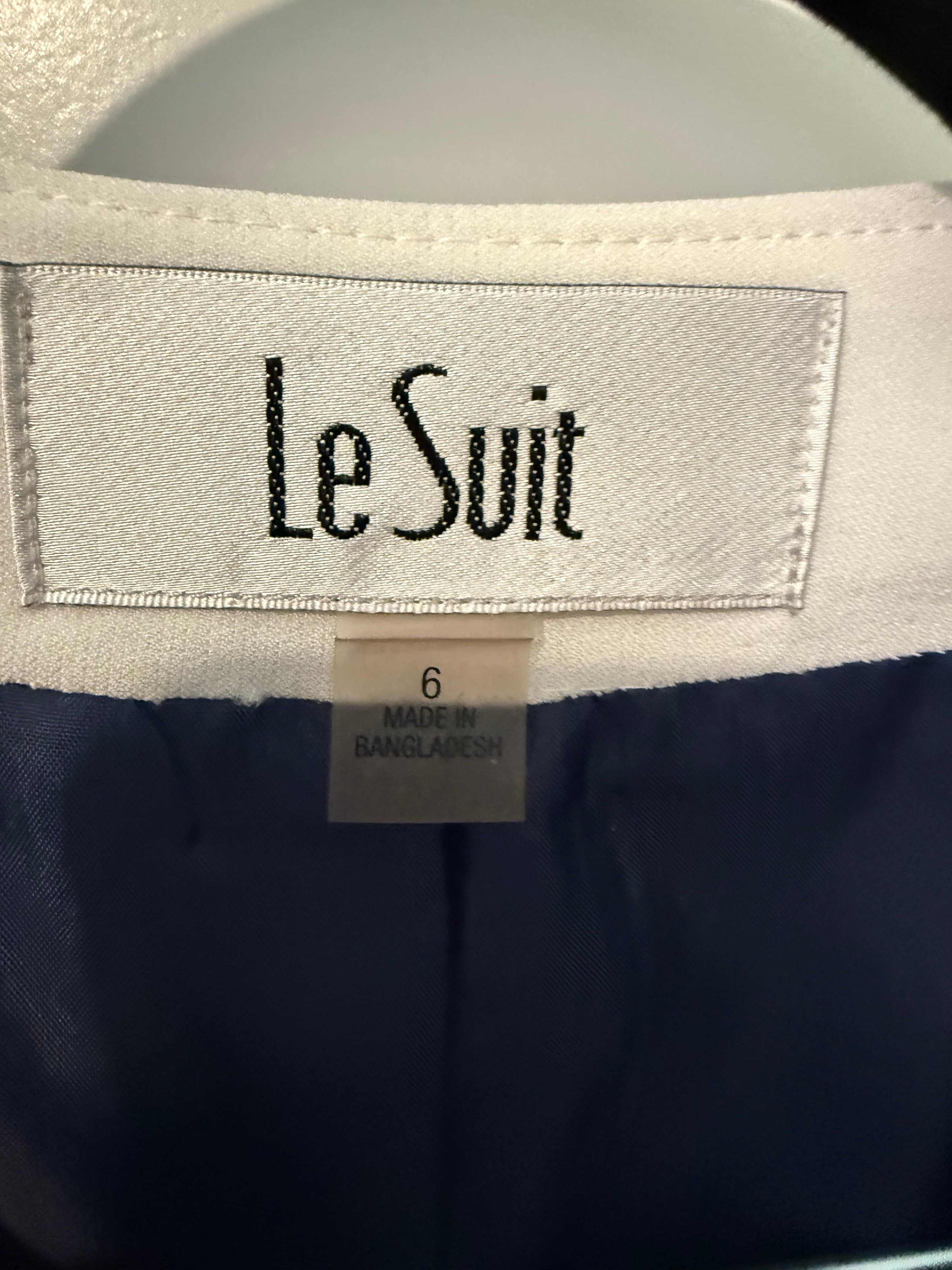 Le Suit Women's Navy Skirt Suit Set Size 6 - Thumbnail 2