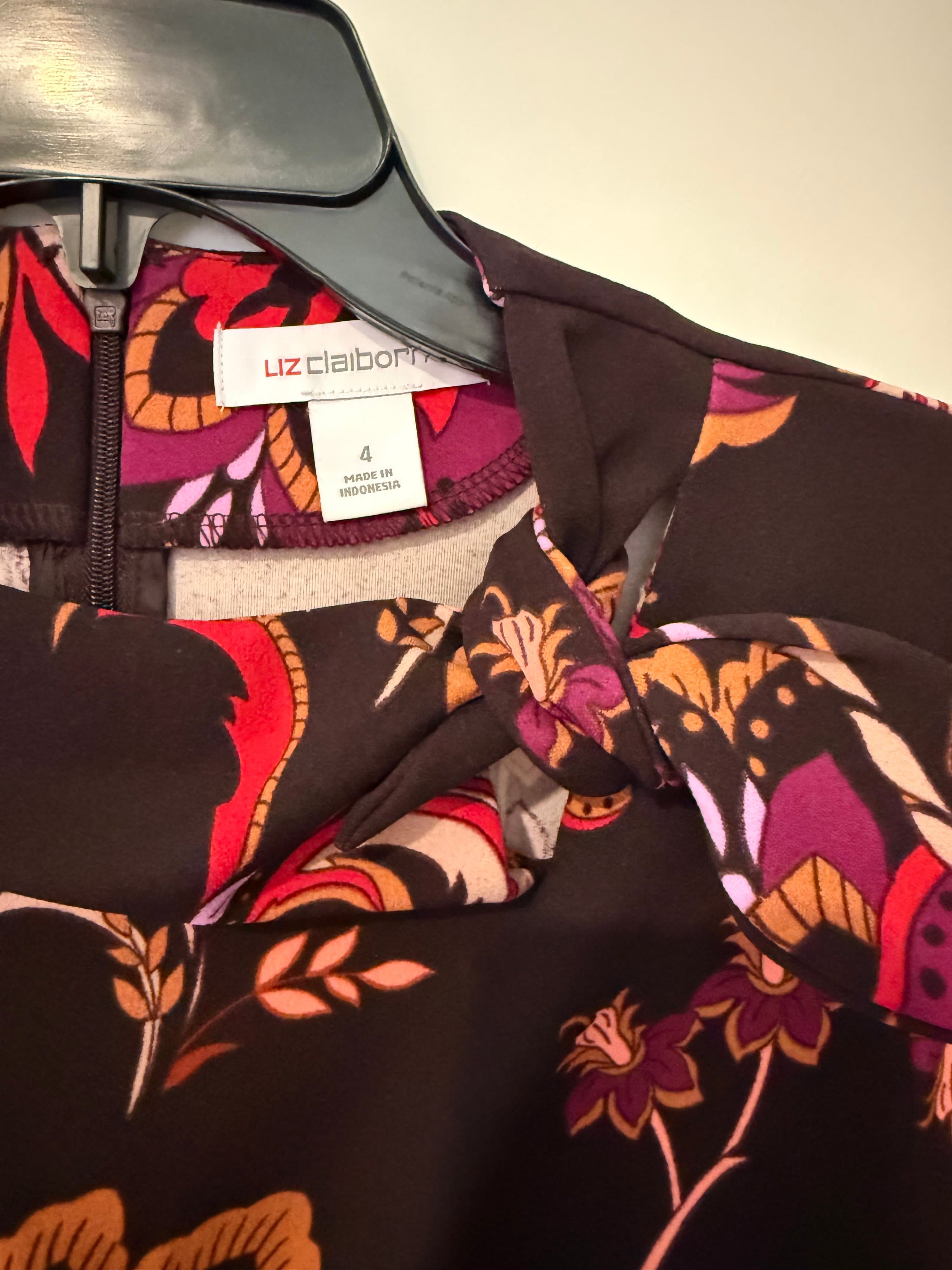 Liz Claiborne Floral Dress Size 4 - Thumbnail 2