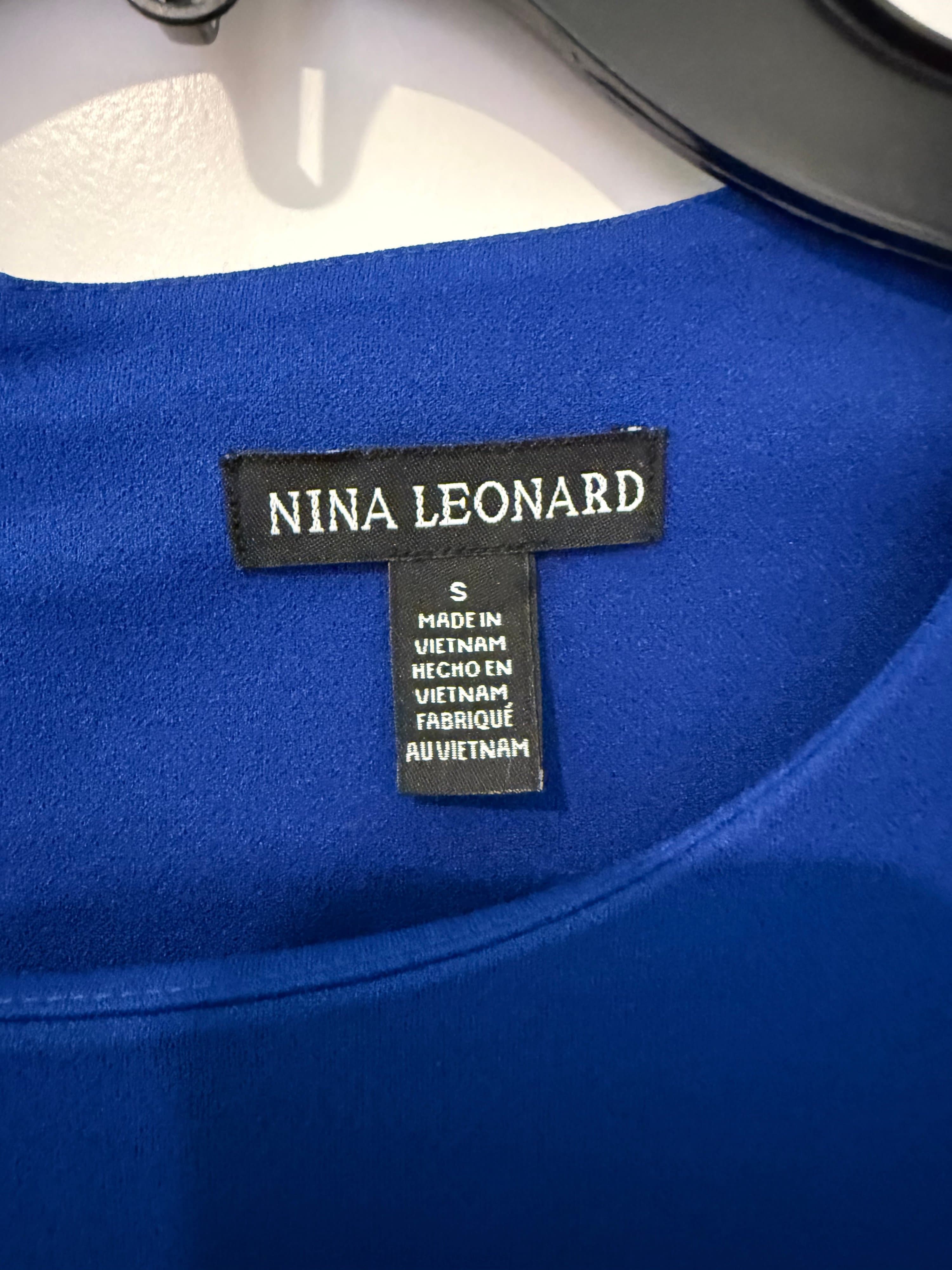 Nina Leonard Blue Dress with Ruffle Sleeves Size S - Thumbnail 2