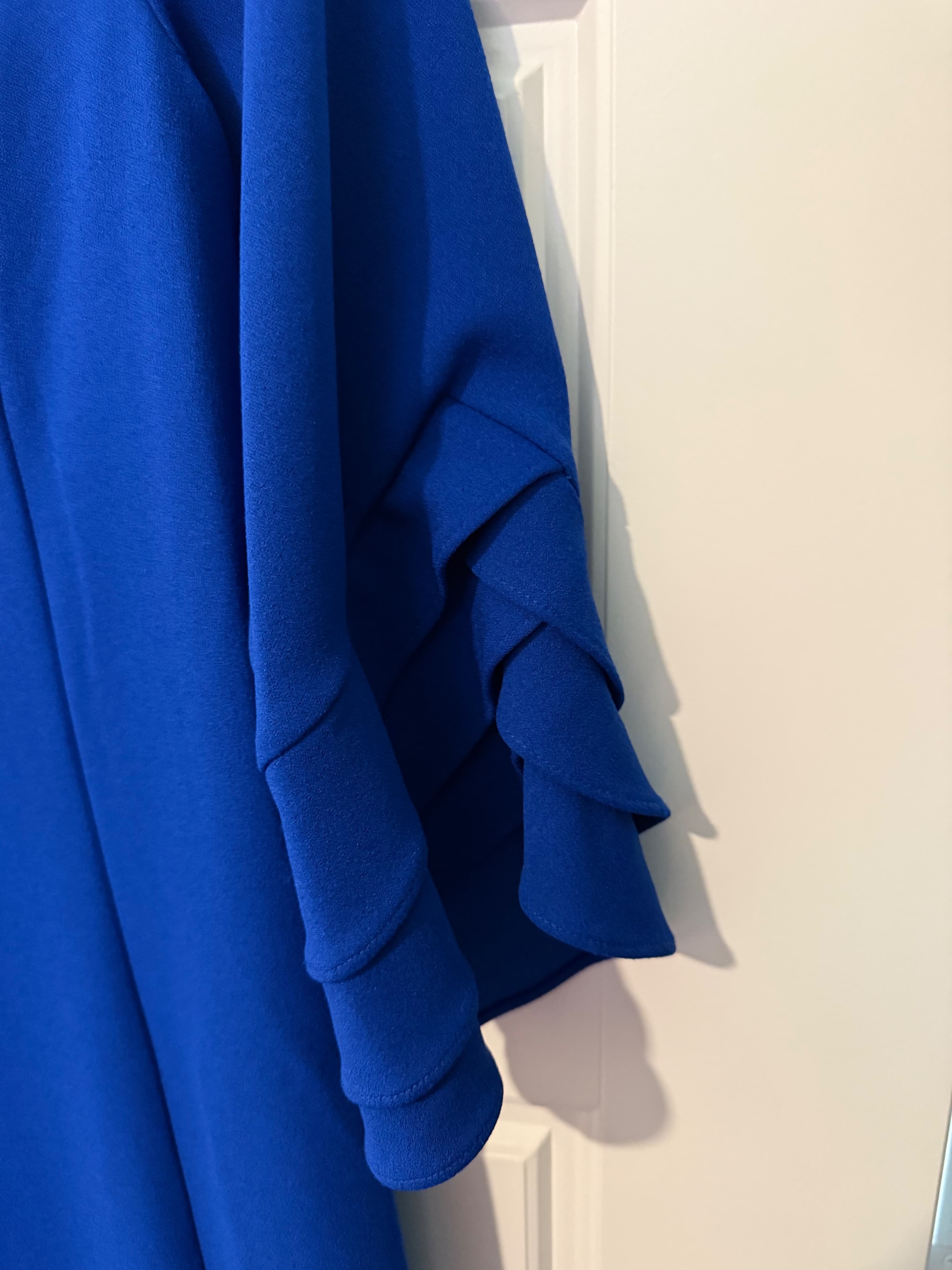 Nina Leonard Blue Dress with Ruffle Sleeves Size S - Thumbnail 3