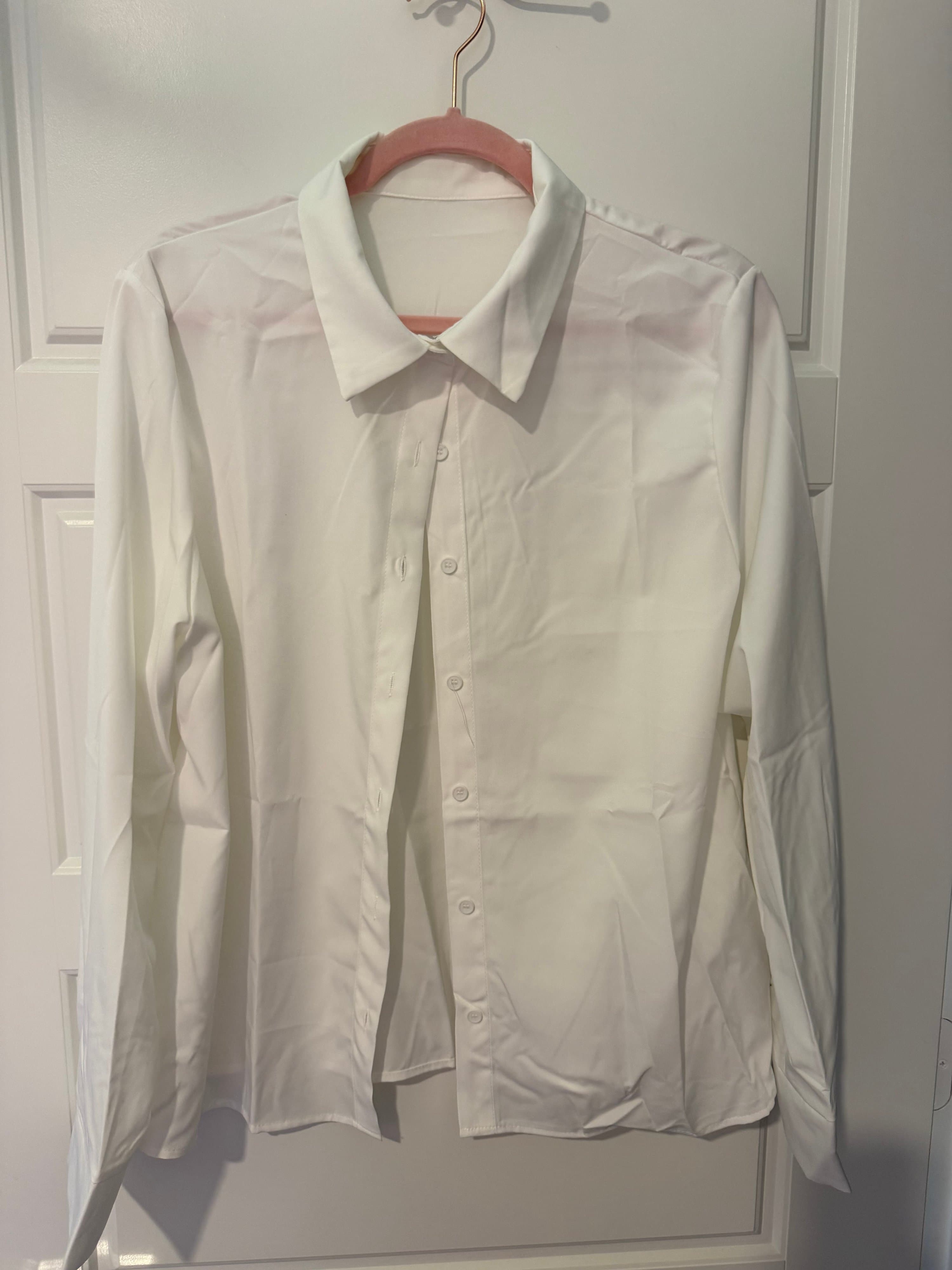 White Long Sleeve Button-Up Shirt XL