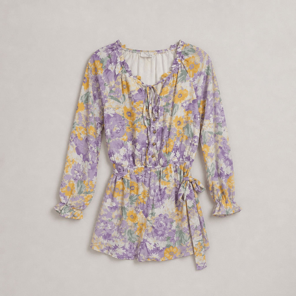 Emily Wonder Floral Long Sleeve Romper - medium