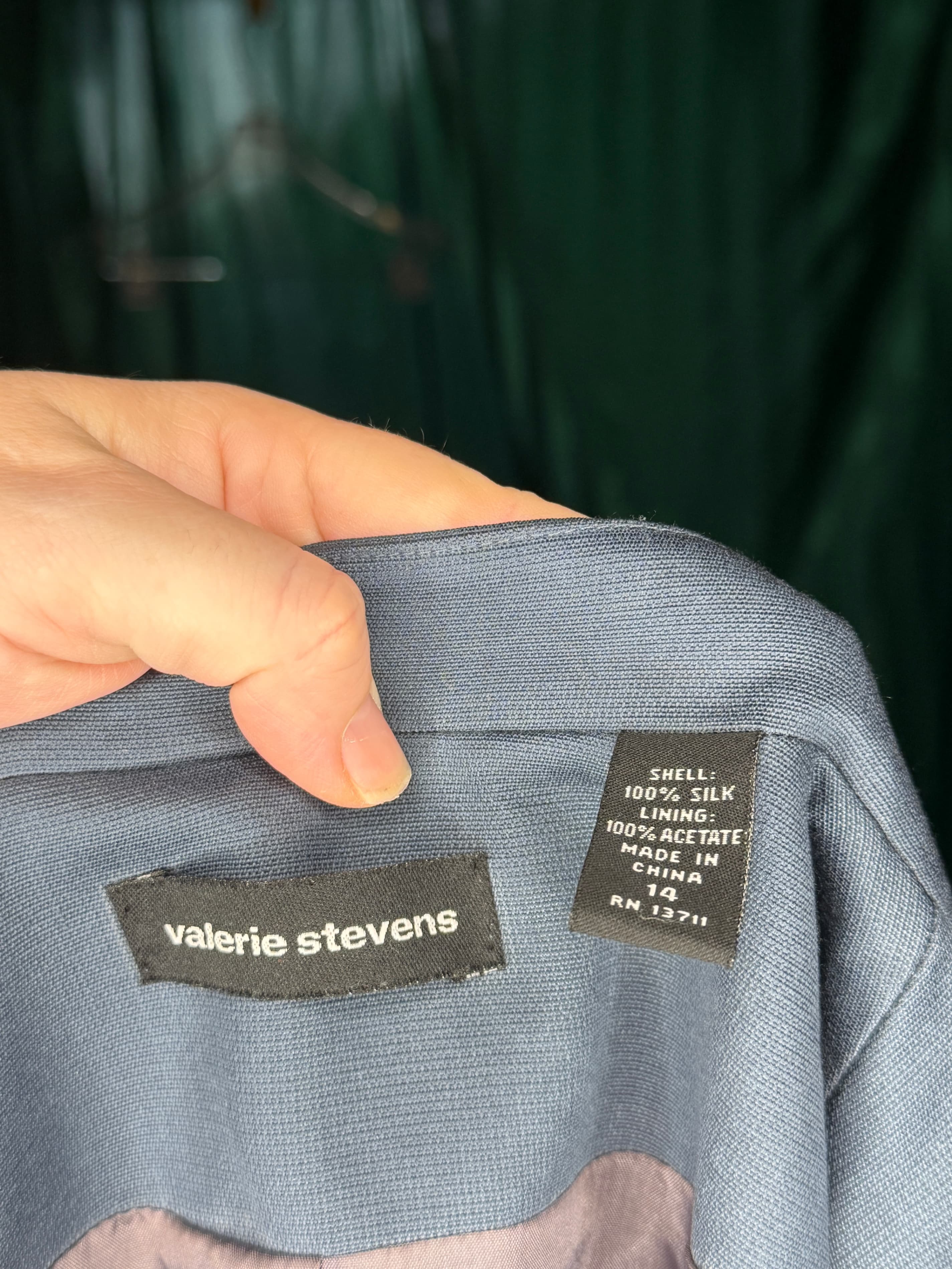 VINTAGE Valerie Stevens Silk Blazer Jacket Set, Gray, Size 14 / Skirt 12 - Thumbnail 5