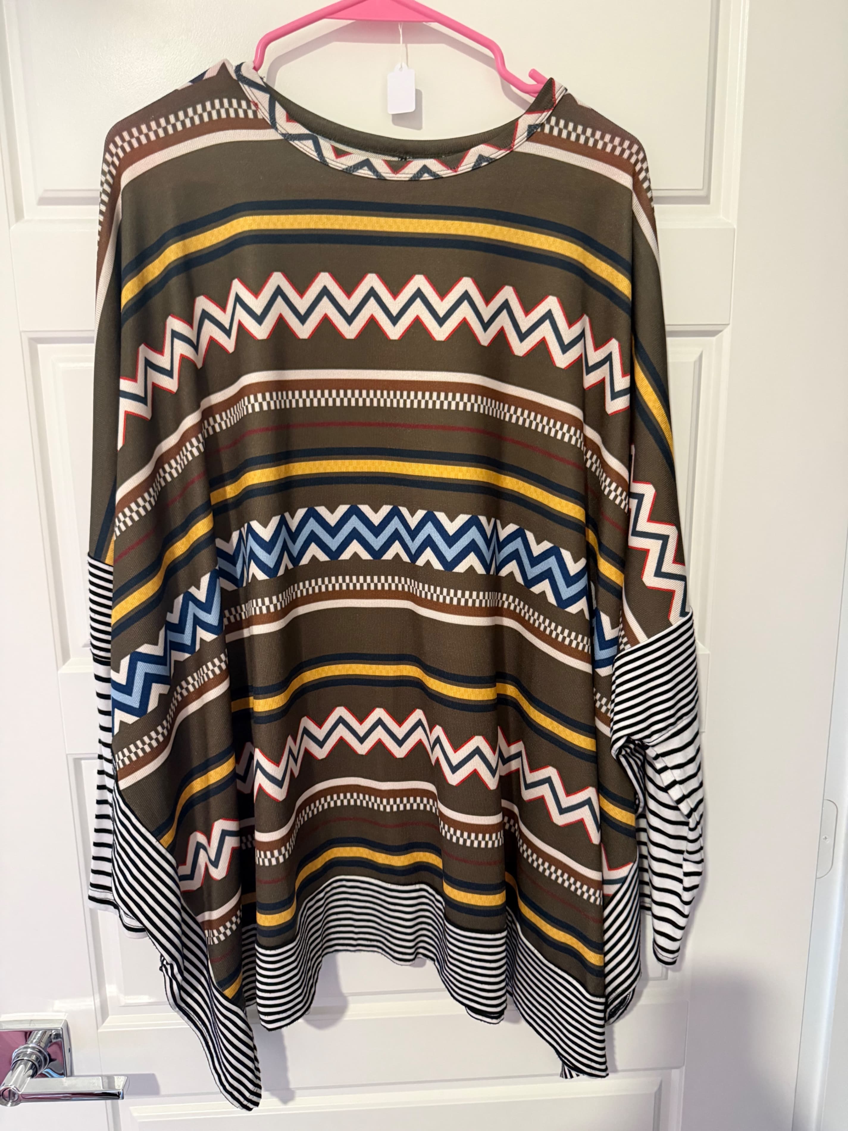 Southern Stitch XL Striped Poncho Top