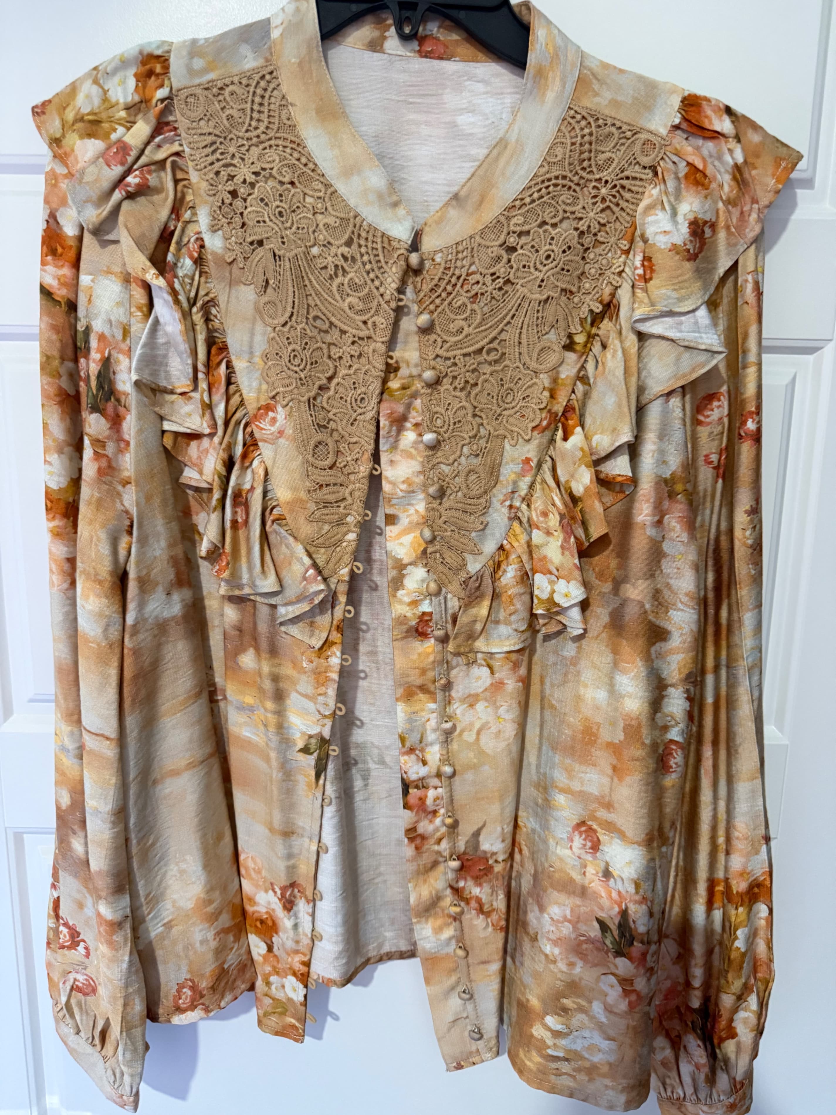 Anewsta Floral Ruffle Blouse XL