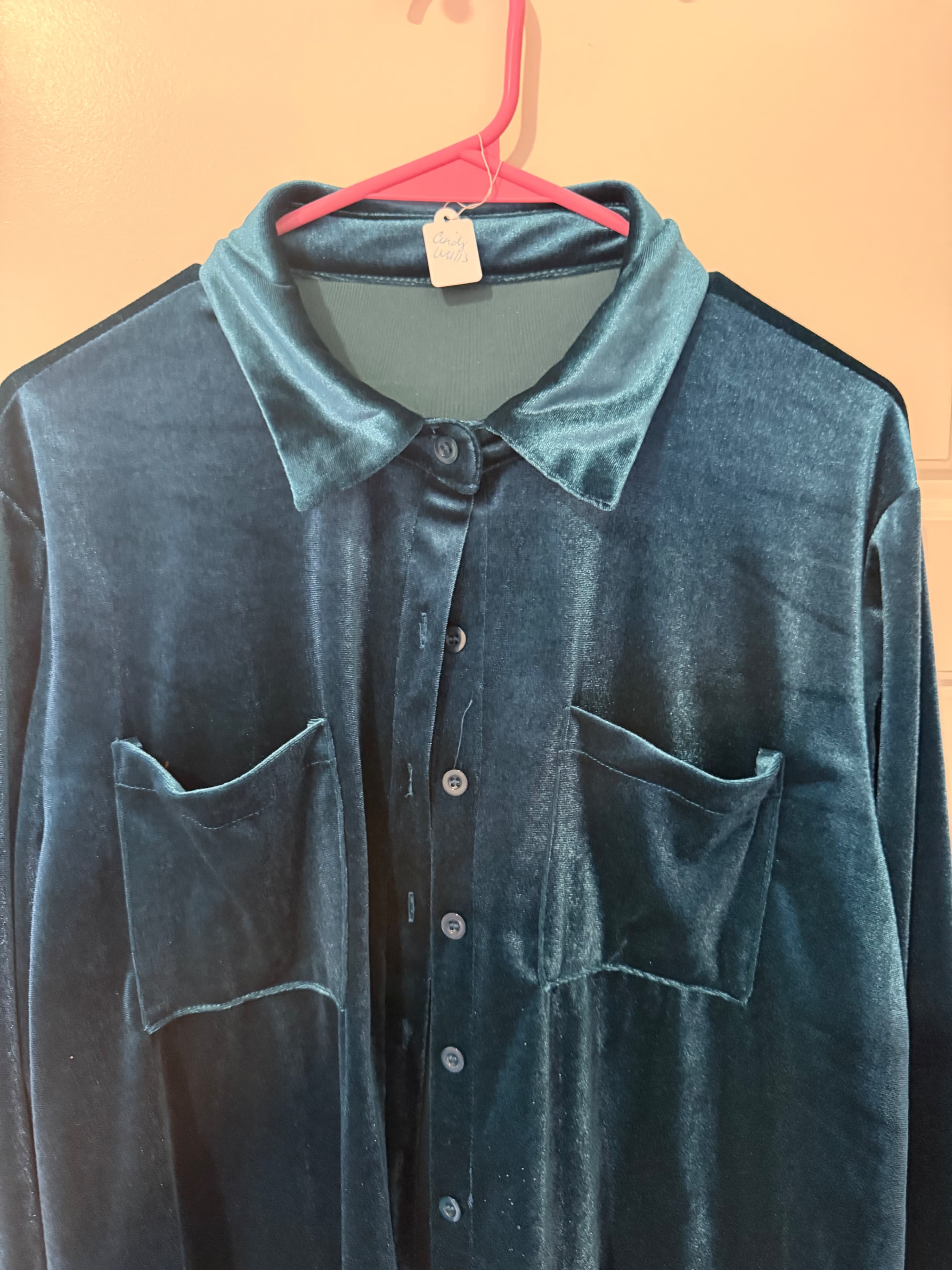 Velvet Button-Up Shirt XL - Thumbnail 3