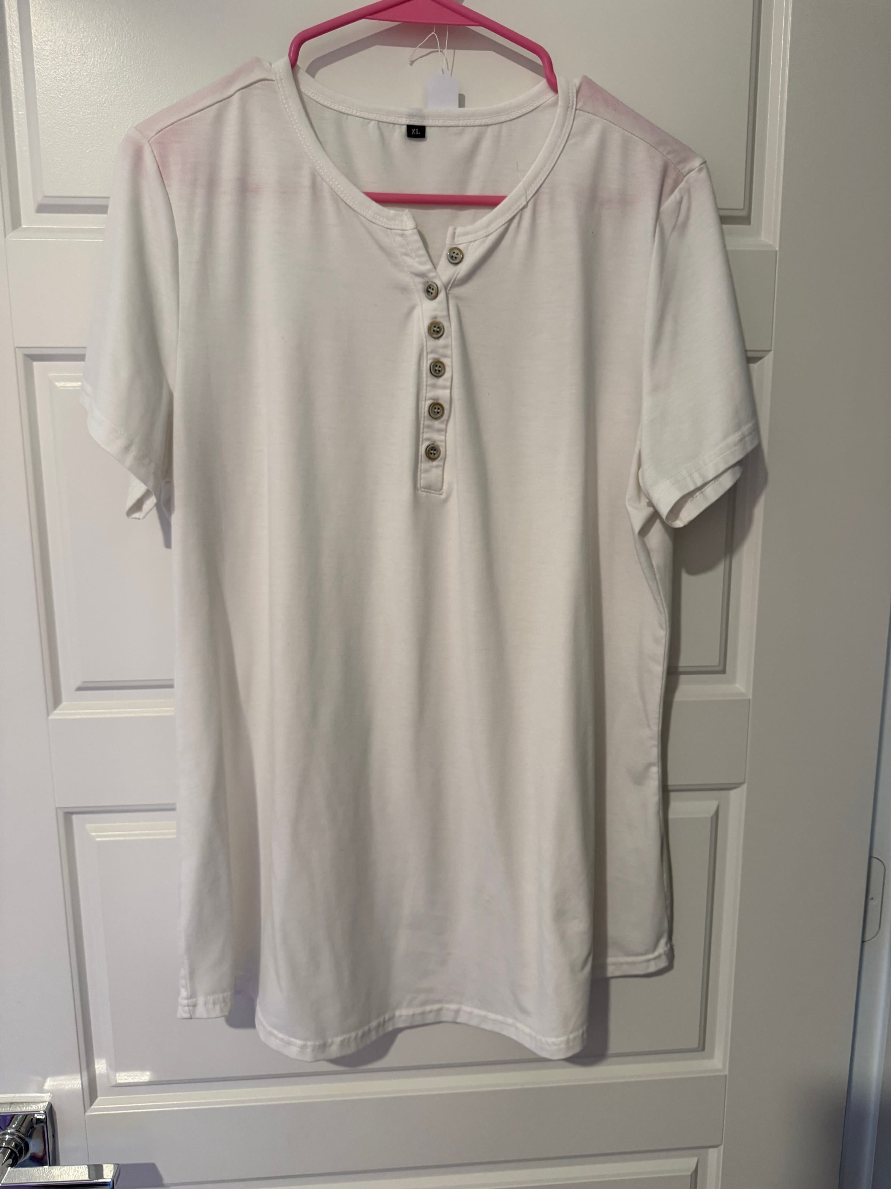 White Henley T-Shirt XL