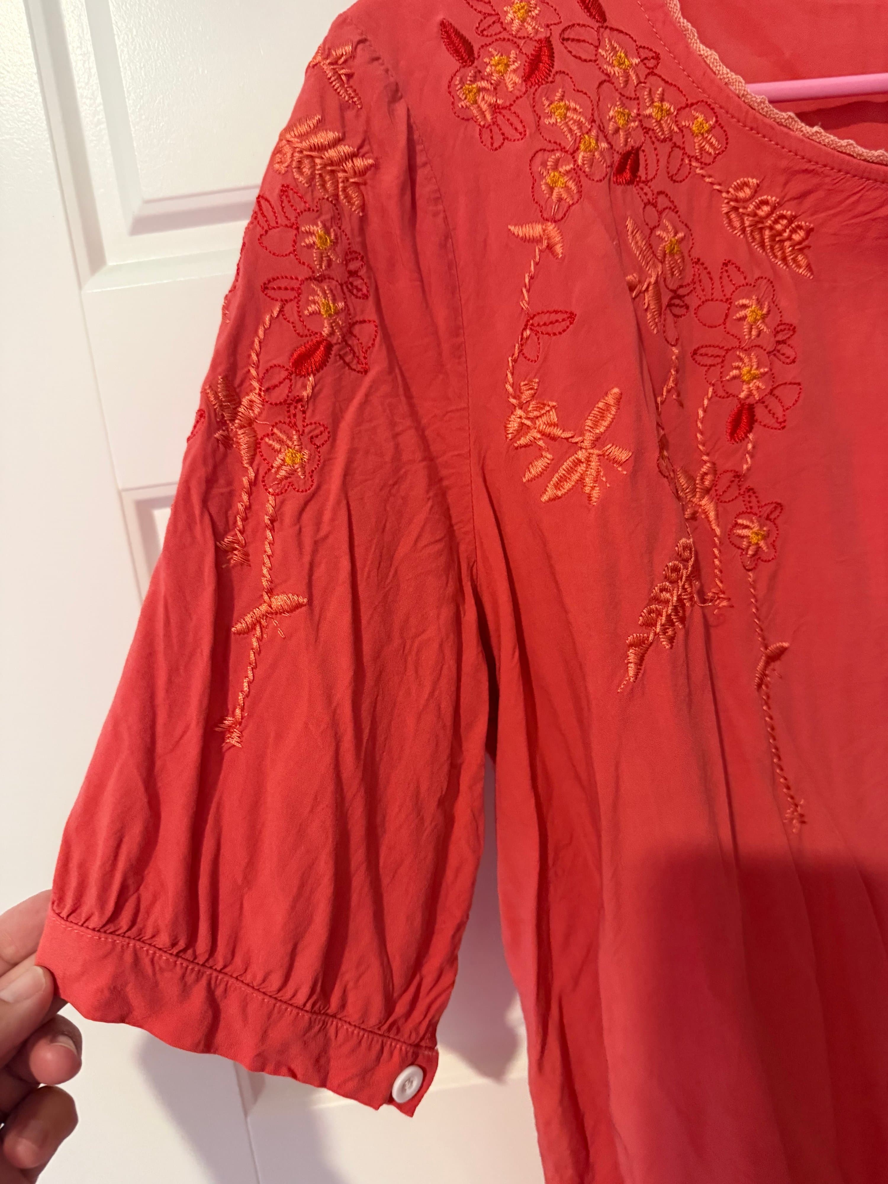 Embroidered Red Blouse XL - Thumbnail 3