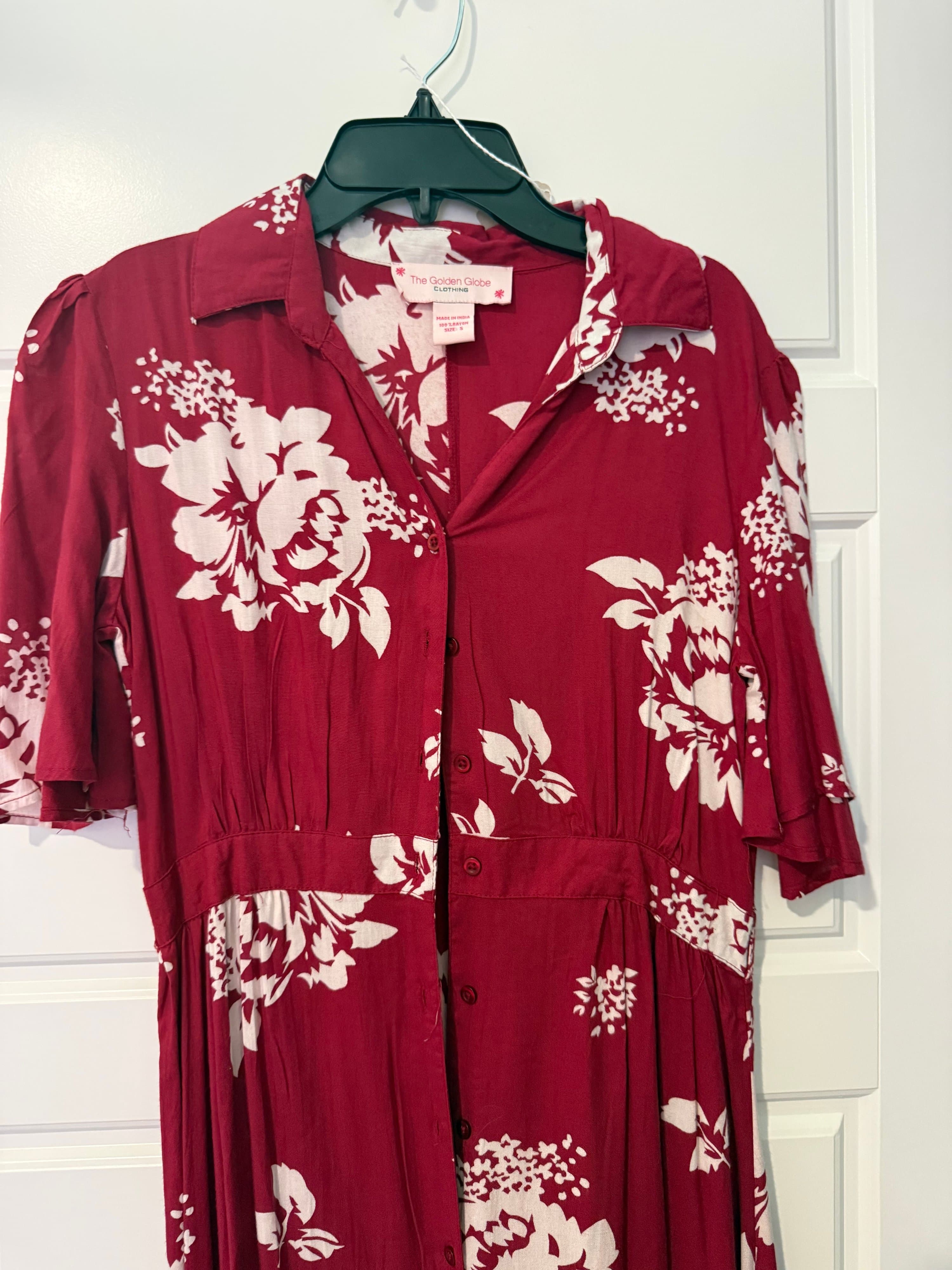 The Golden Globe Red Floral Maxi Dress - Thumbnail 2
