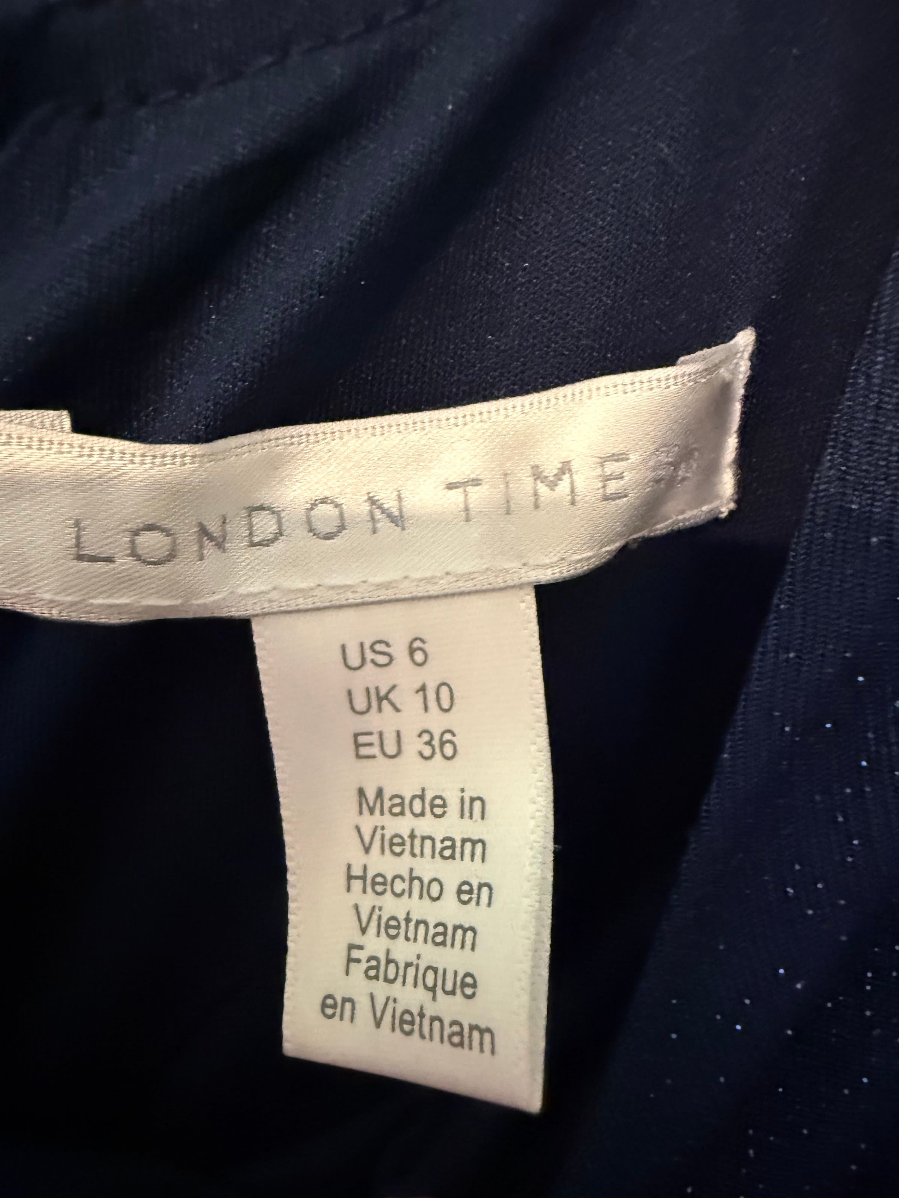 London Times Navy Glitter Dress Size US 6 - Thumbnail 2