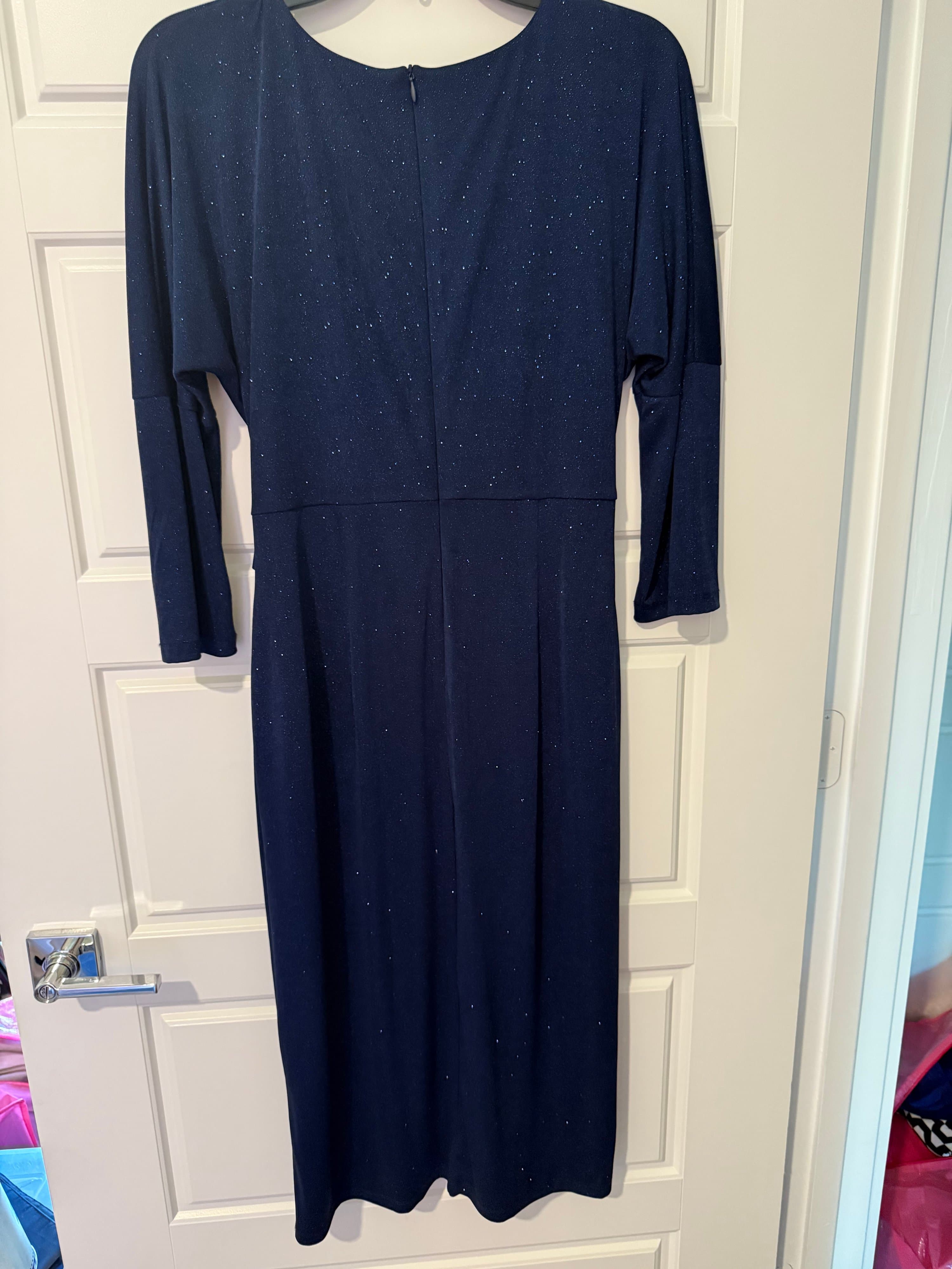London Times Navy Glitter Dress Size US 6 - Thumbnail 4