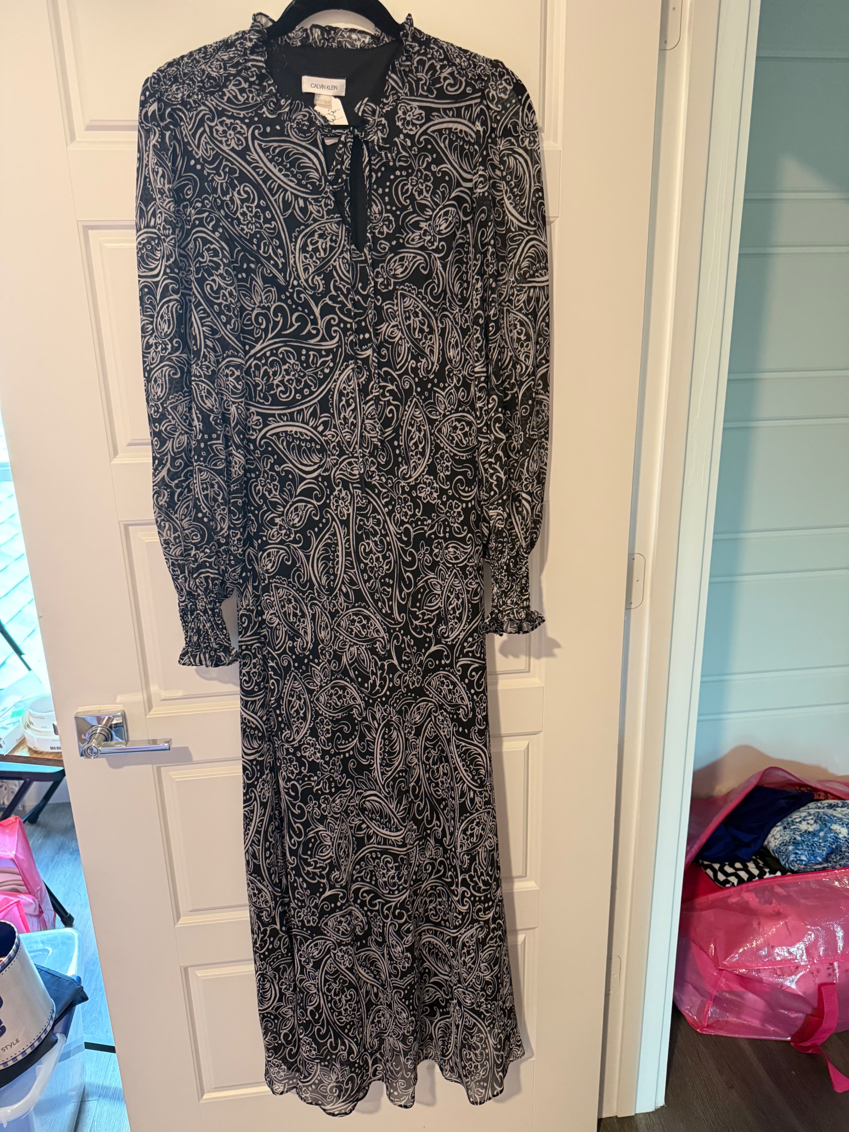 Calvin Klein Black Paisley Dress Size 10 - Thumbnail 4