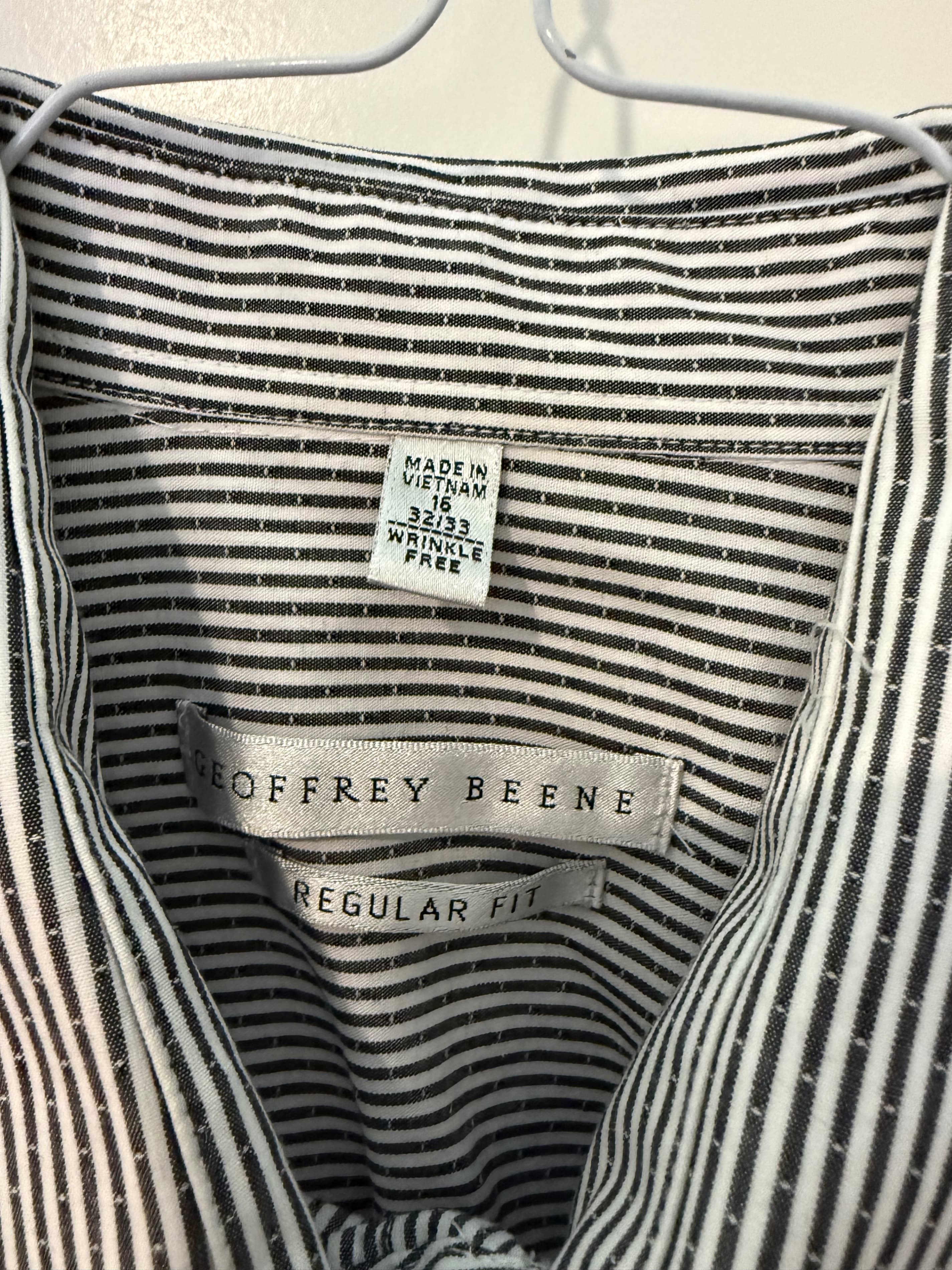 Geoffrey Beene Striped Dress Shirt 16 32/33 Regular Fit - Thumbnail 2