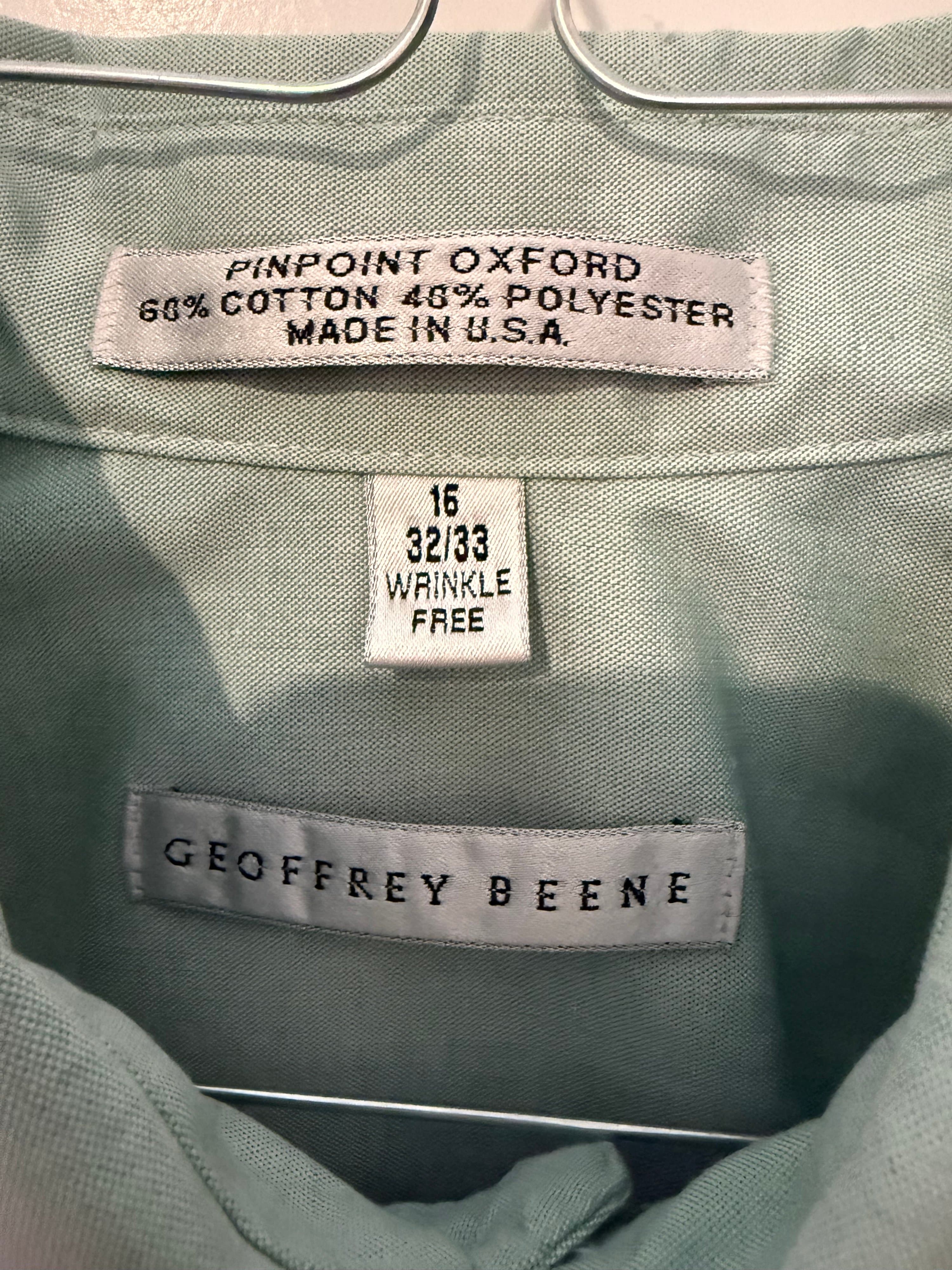 Geoffrey Beene Pinpoint Oxford Shirt 16 32/33 Green - Thumbnail 2