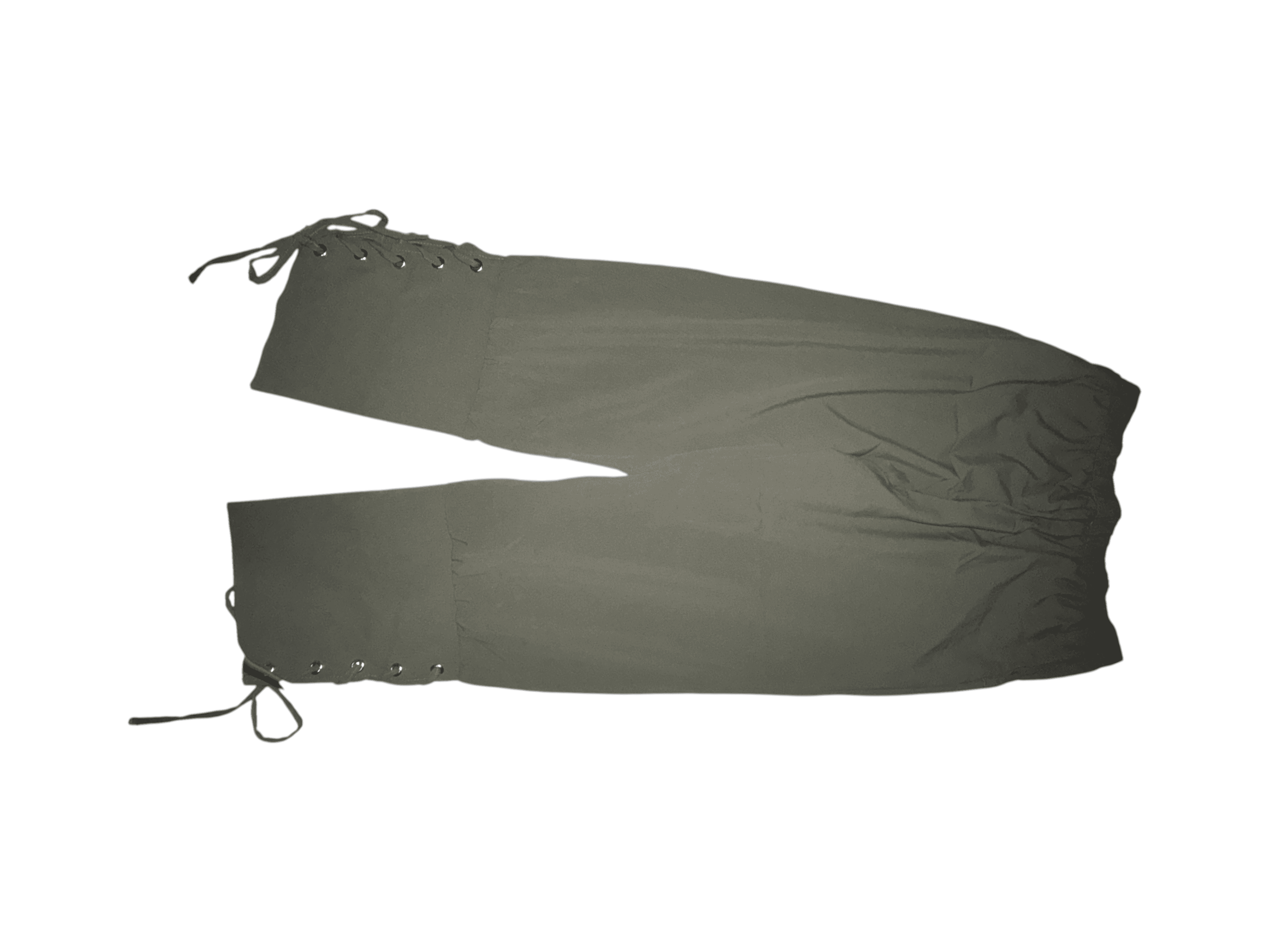 Olive Green Lace-Up Pants Size 12 - Thumbnail 2