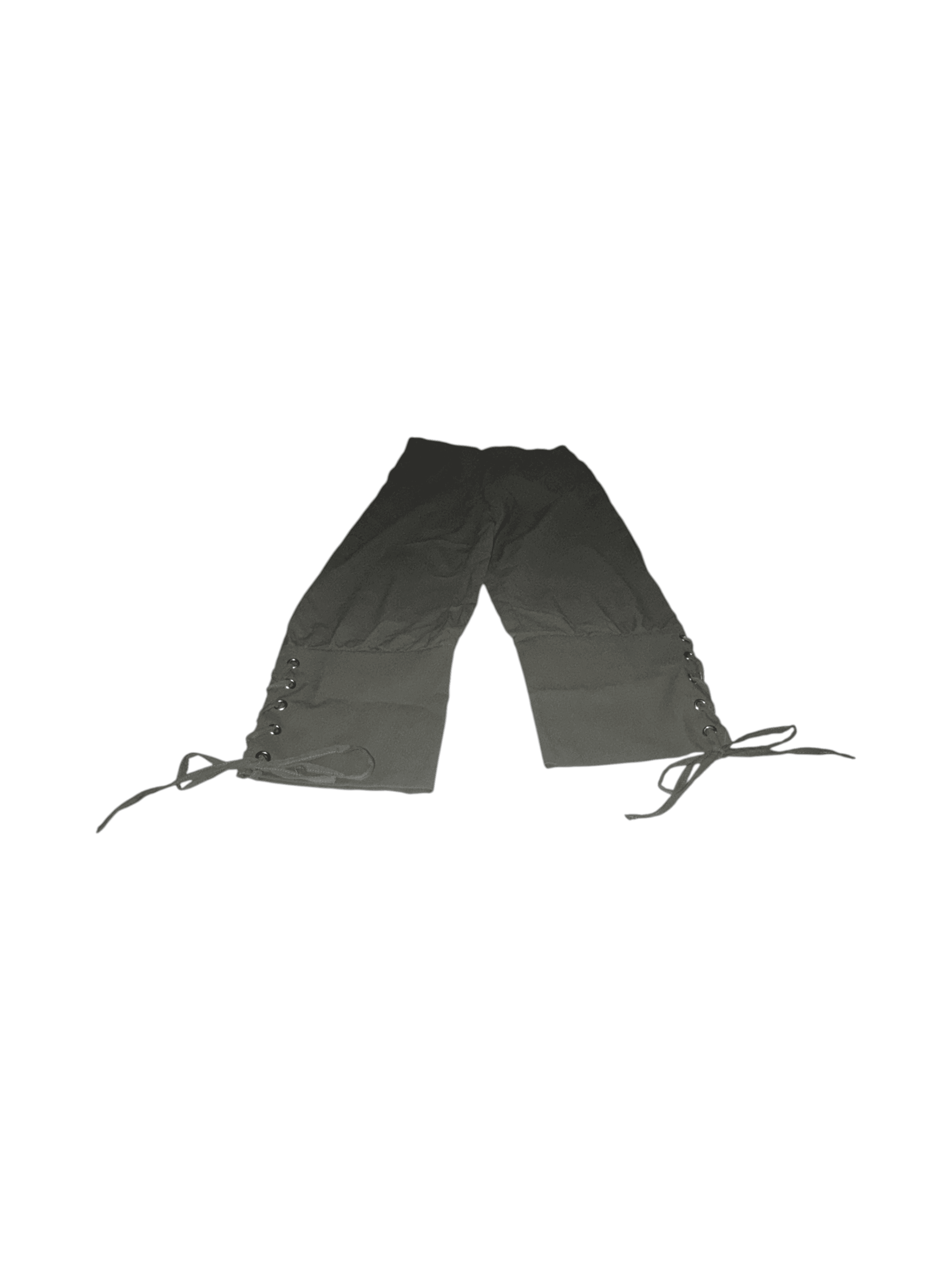 Olive Green Lace-Up Pants Size 12 - Thumbnail 3