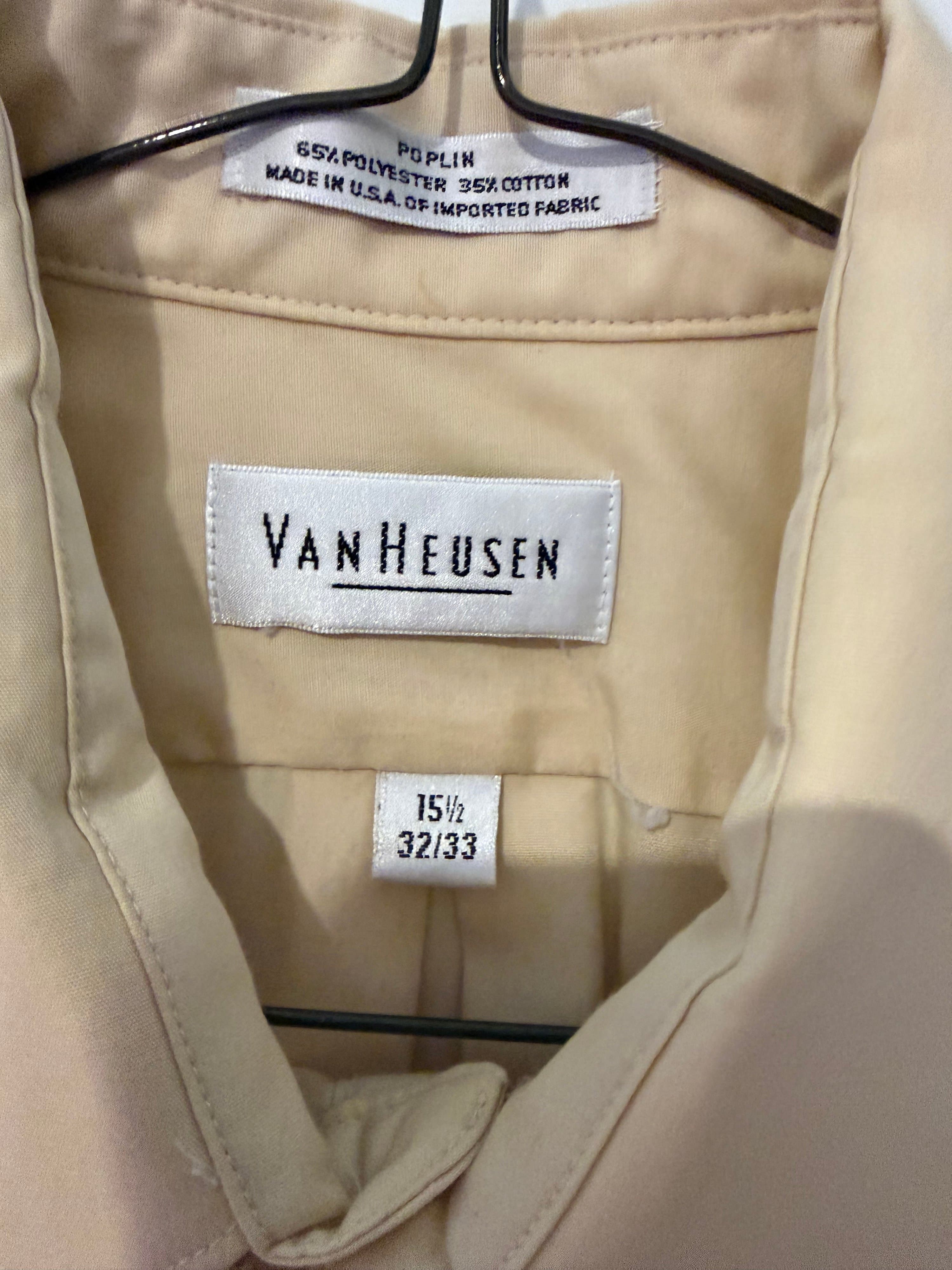 Van Heusen Men's Dress Shirt Beige 15.5 32/33 - Thumbnail 2