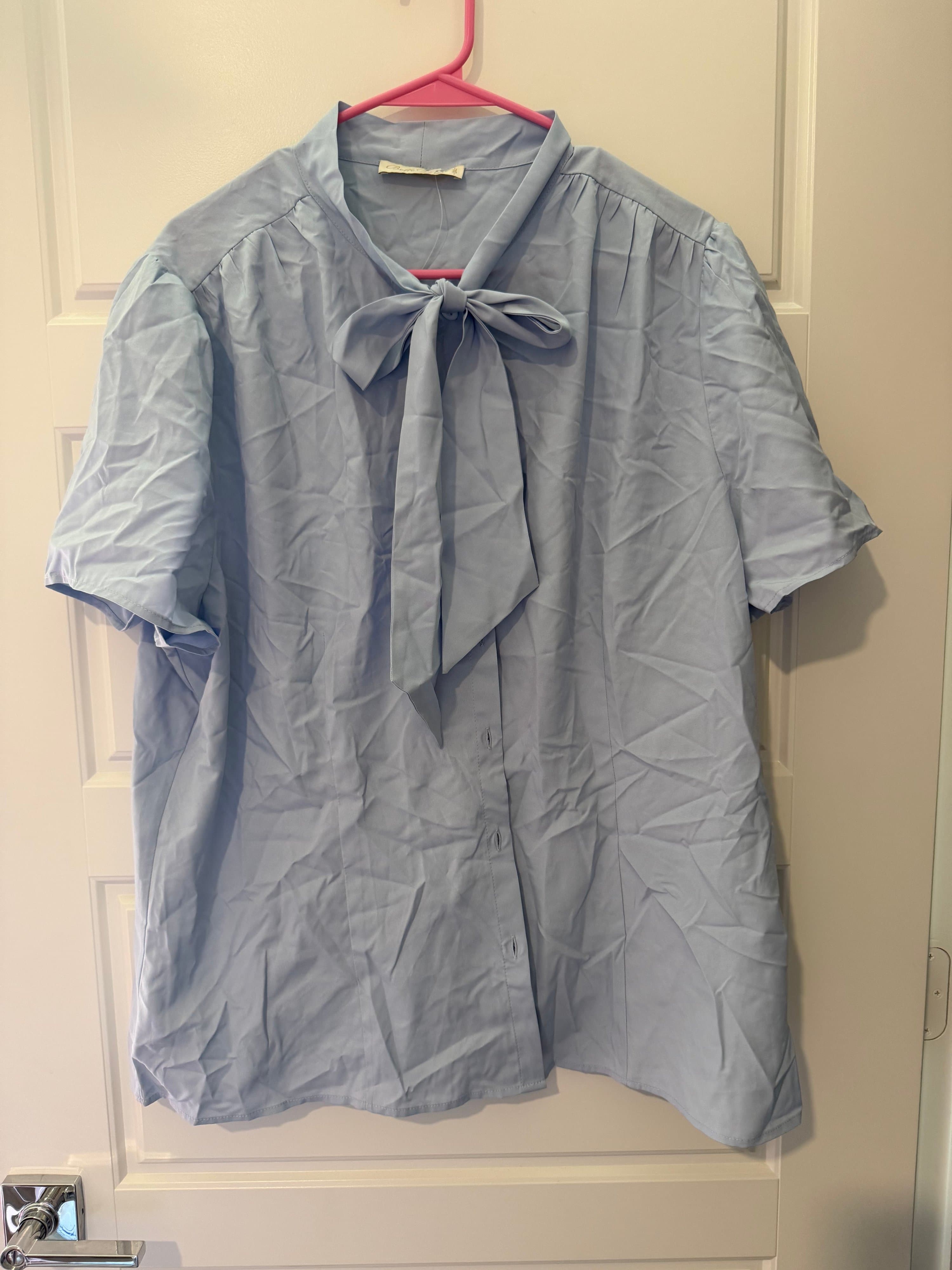 Belle Poque Light Blue Short Sleeve Blouse Size 3XL