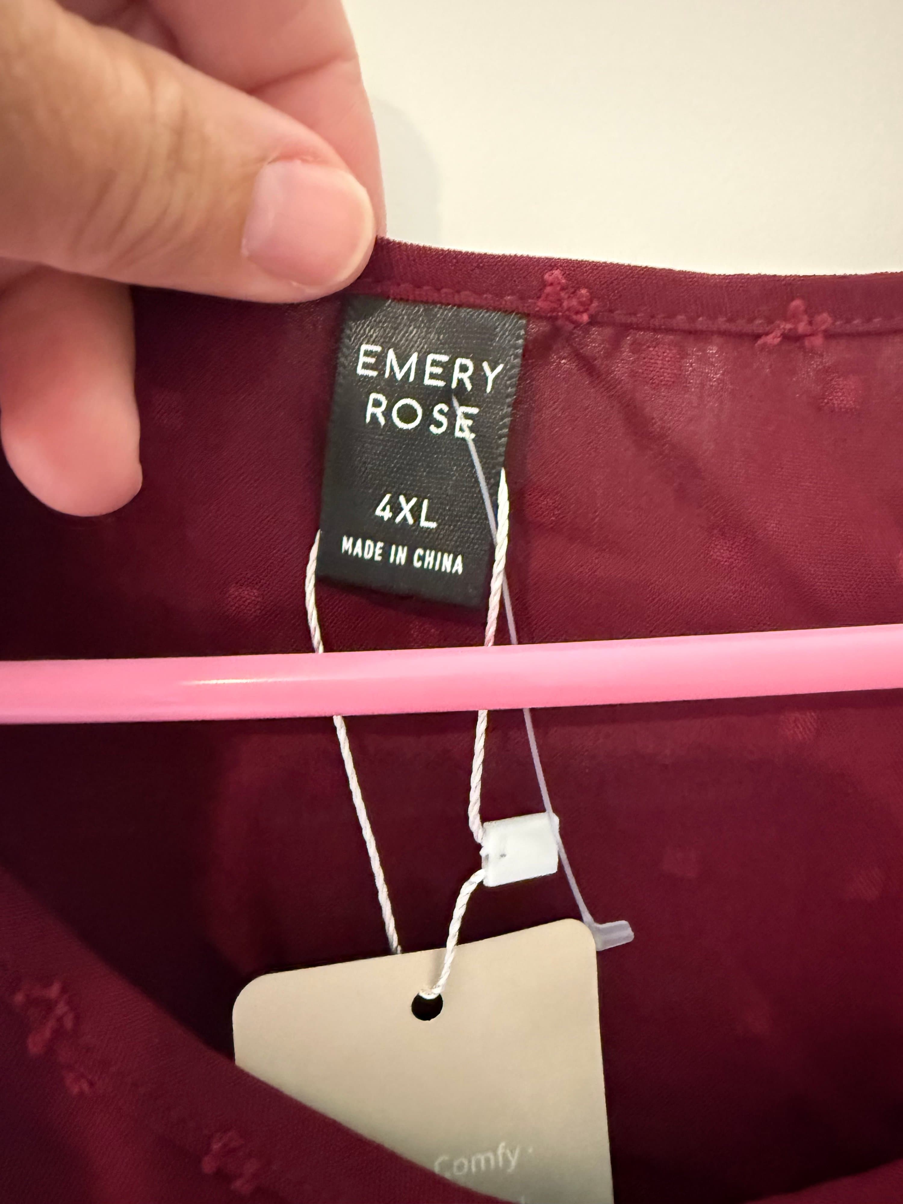 Emery Rose 4XL Burgundy Blouse - Thumbnail 2