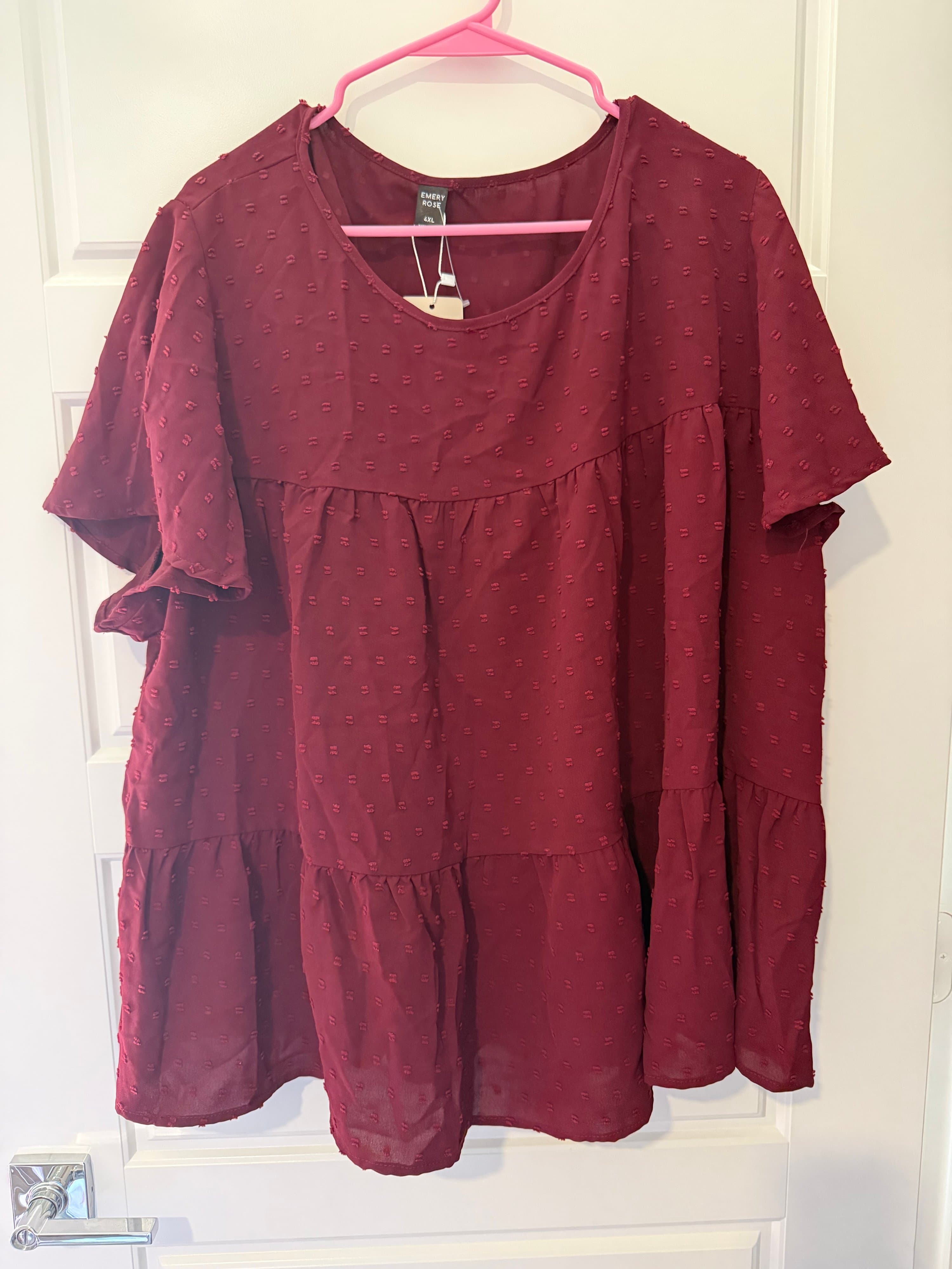 Emery Rose 4XL Burgundy Blouse