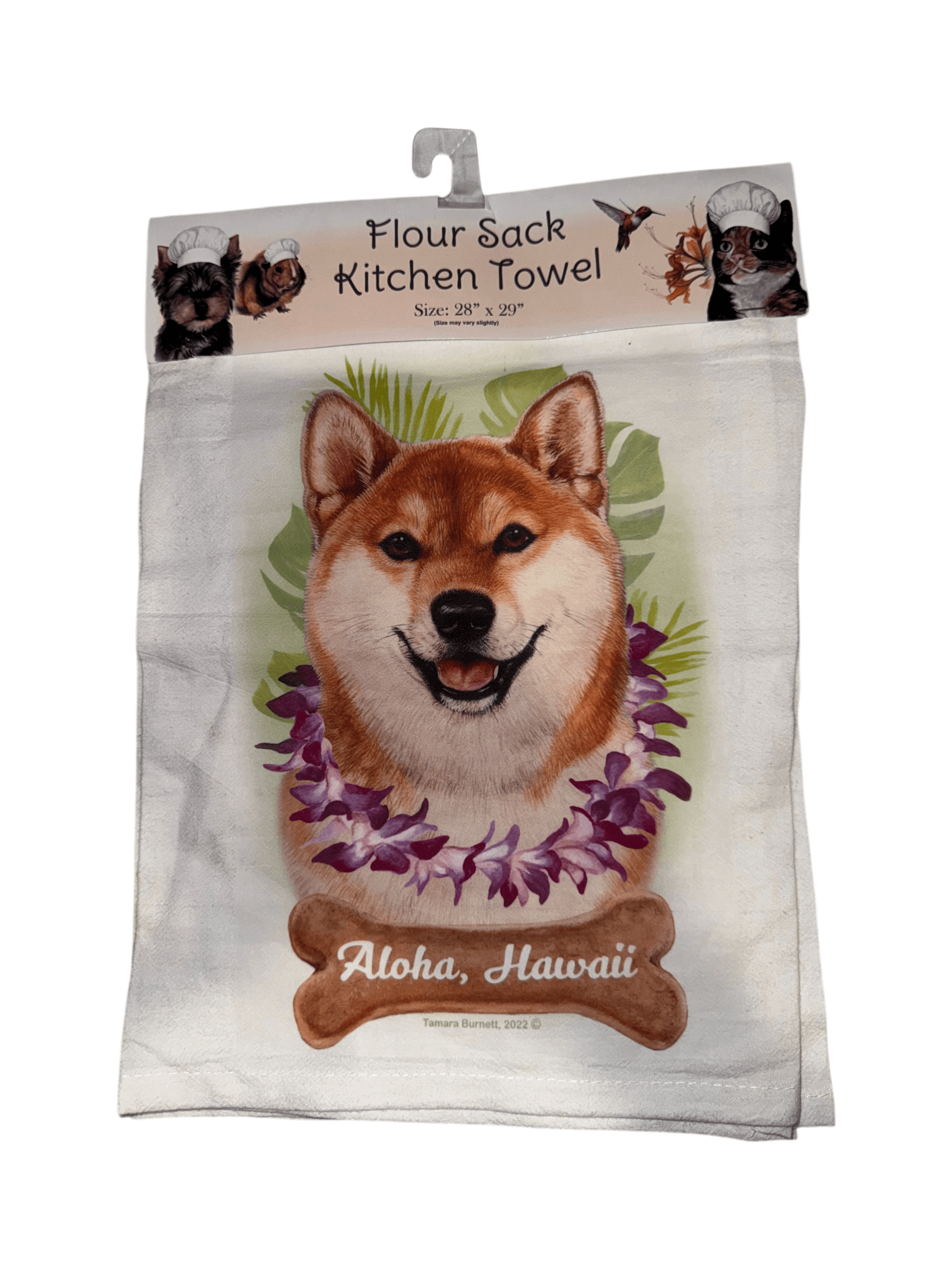 Flour Sack Kitchen Towel 28x29 Aloha Hawaii Dog Design - Thumbnail 2