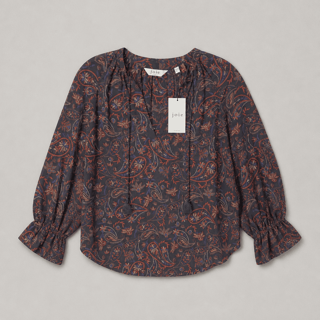 Joie Paisley Print Blouse with Tassels Size S/6
