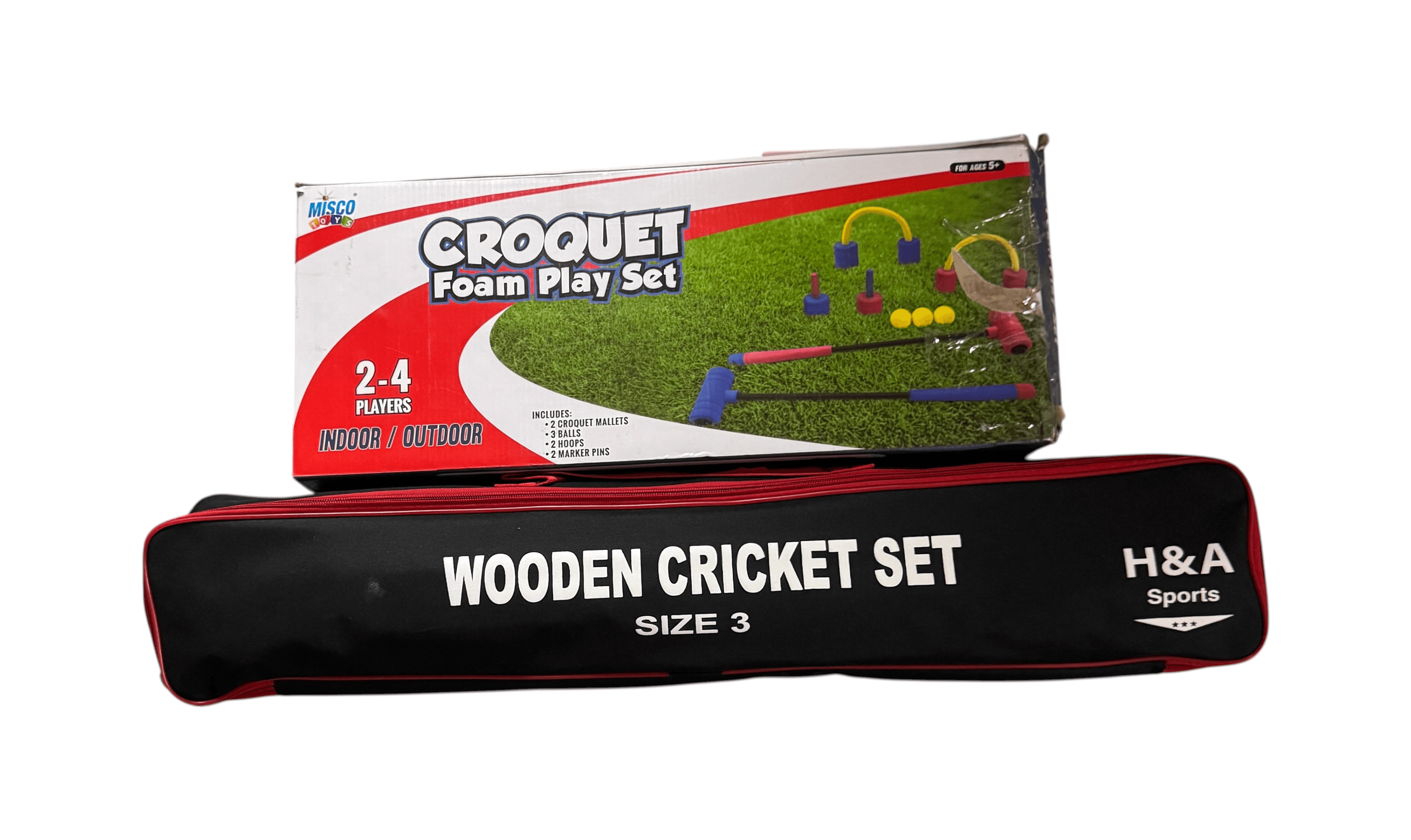 Wooden Cricket Set Size 3 and Croquet Foam Set - Thumbnail 5