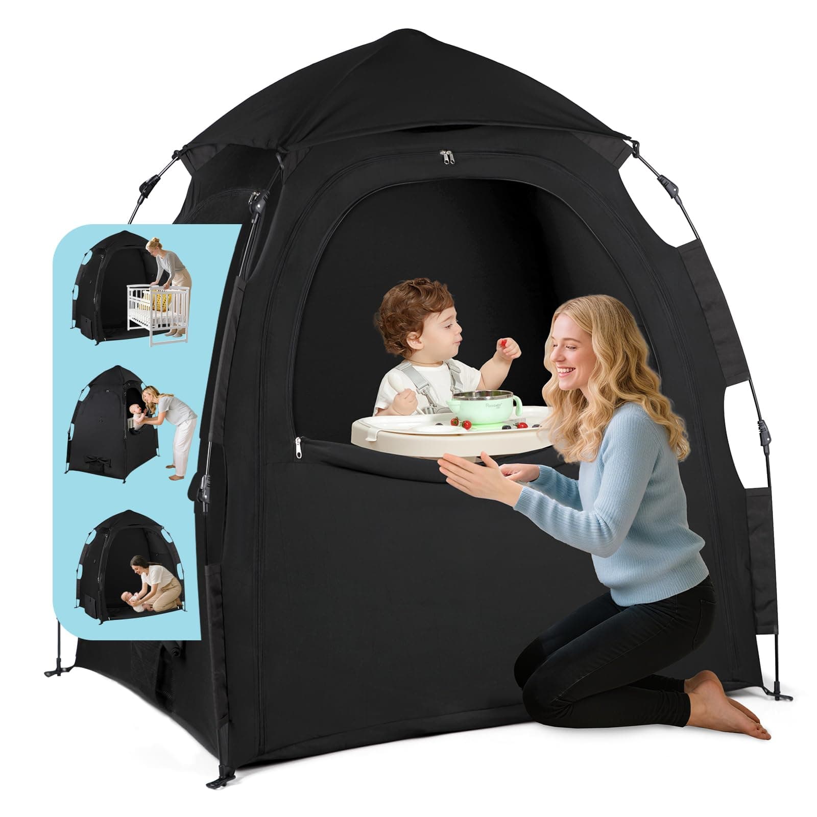 Pack N Play Blackout Cover Sleep Pod - Baby Sleep Tent 1-Click Set Up Portable, Crib Blackout Canopy Cover Block 95% Light Suitable for Babies and Toddlers - Thumbnail 5