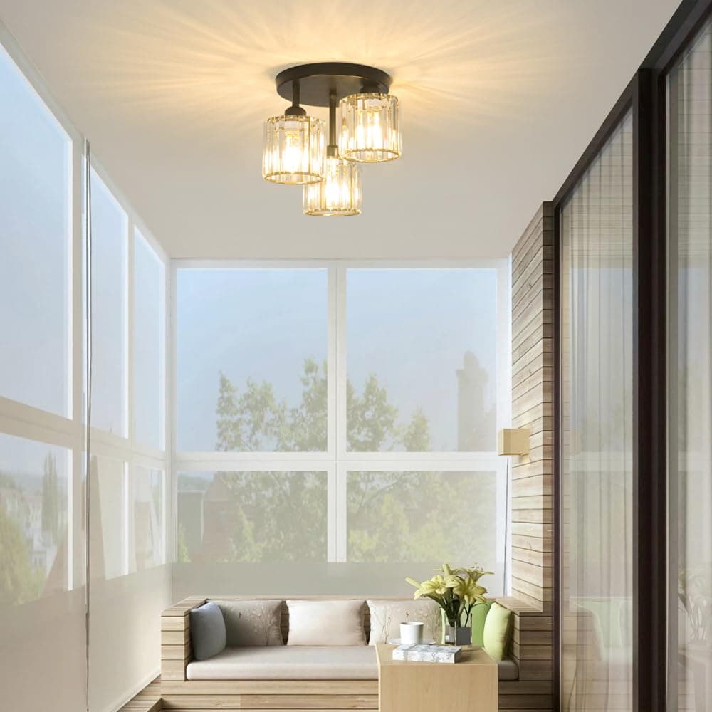 Modern Black Crystal Ceiling Light Fixture - Thumbnail 4