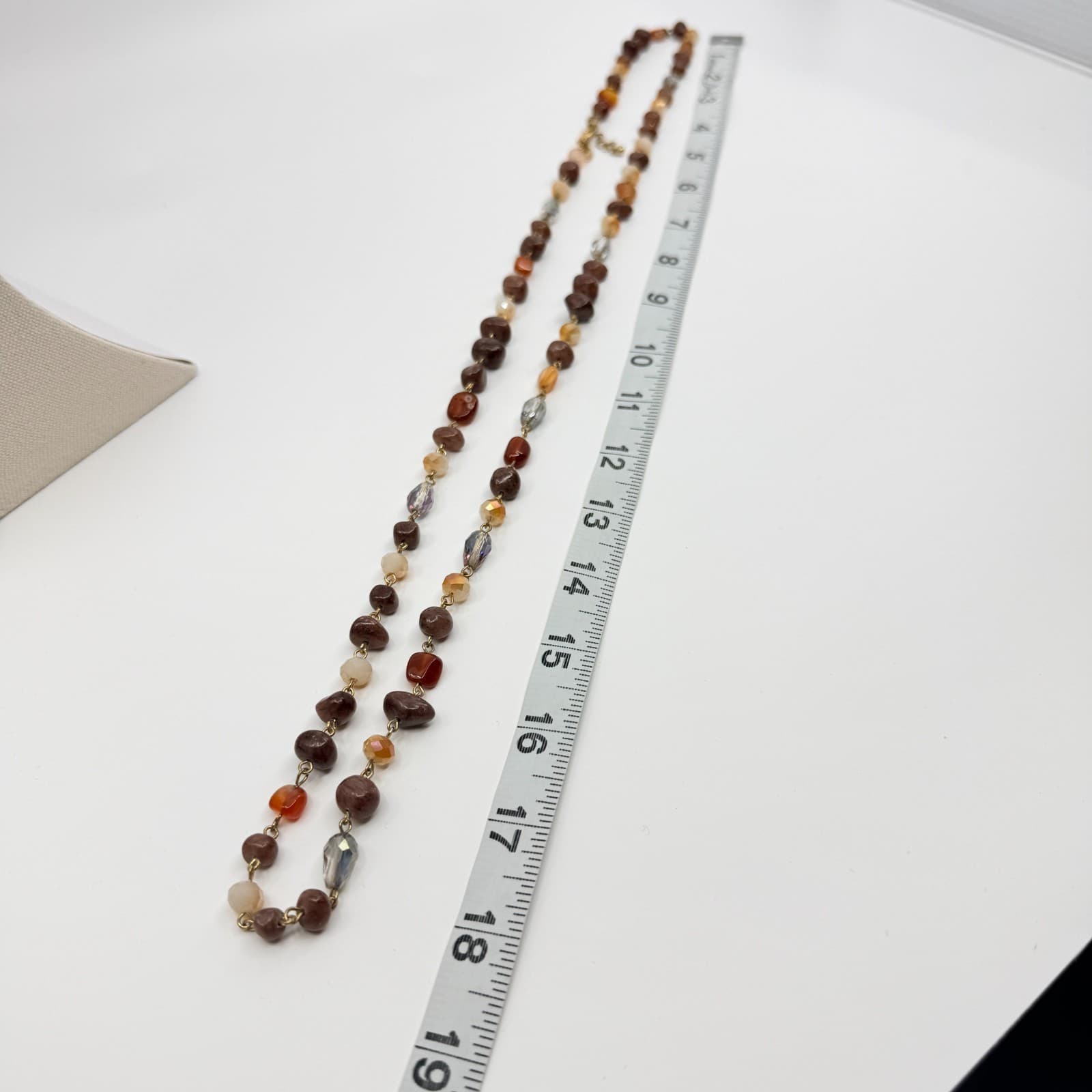 Vintage Gold Tone Brown Beaded Necklace Earth Tone Boho Statement Y2K Retro 90s - Thumbnail 9