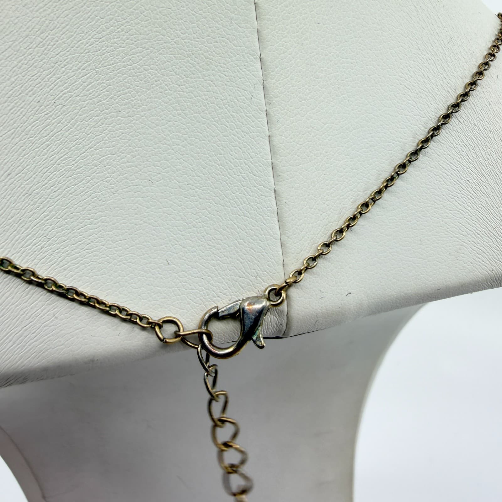 Vintage Gold Tone Blue Stone Necklace Dainty Minimalist Boho Y2K 90s Simple Bold - Thumbnail 7