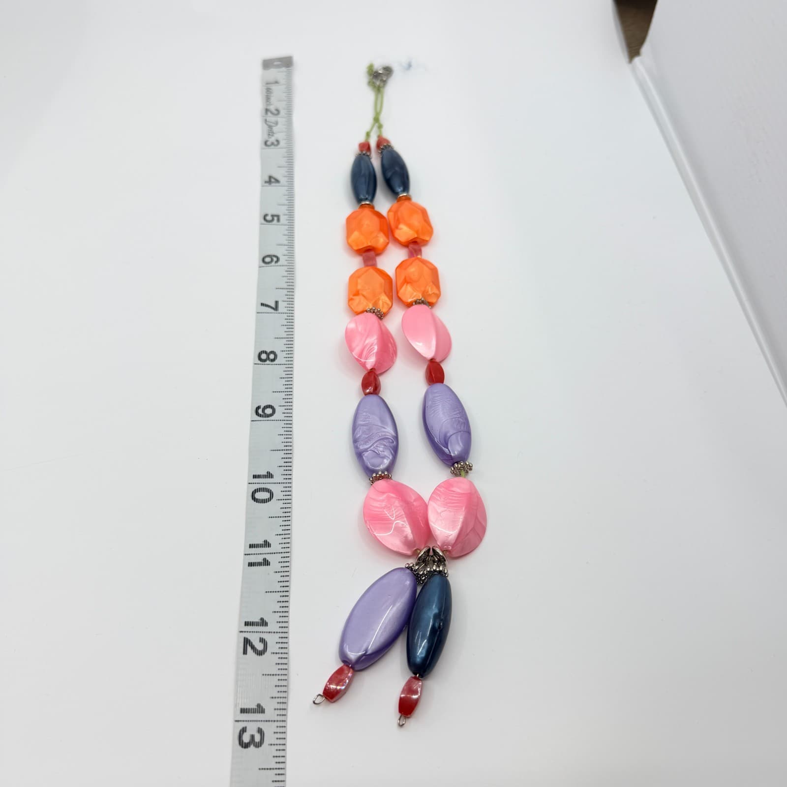 Vintage Chunky Beaded Necklace Pink Orange Purple Multicolor Statement Y2K 90s - Thumbnail 11