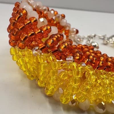 Vintage 90s Multicolor Seed Beaded Choker Necklace Silver Tone Women's Jewelry - Thumbnail 3
