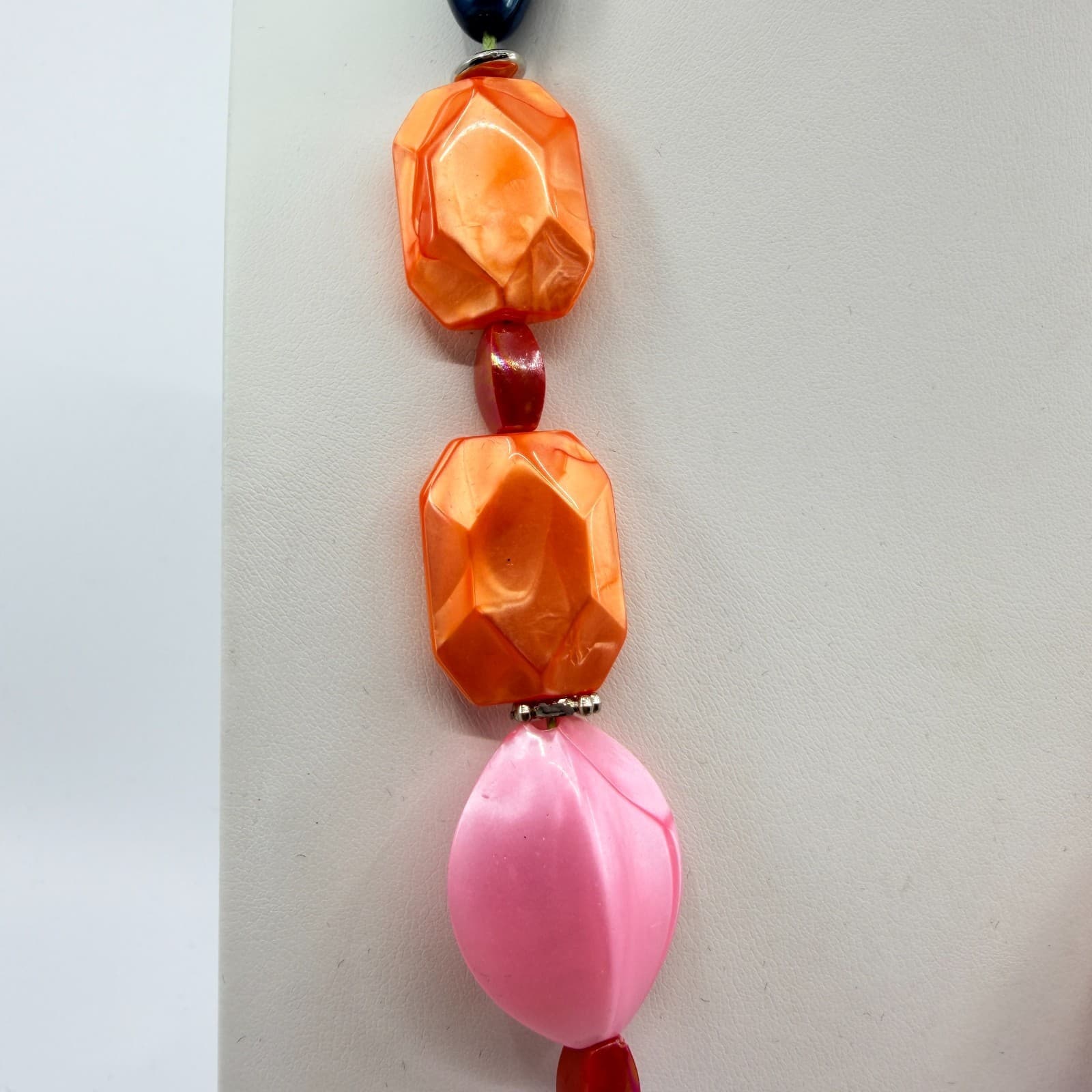 Vintage Chunky Beaded Necklace Pink Orange Purple Multicolor Statement Y2K 90s - Thumbnail 6