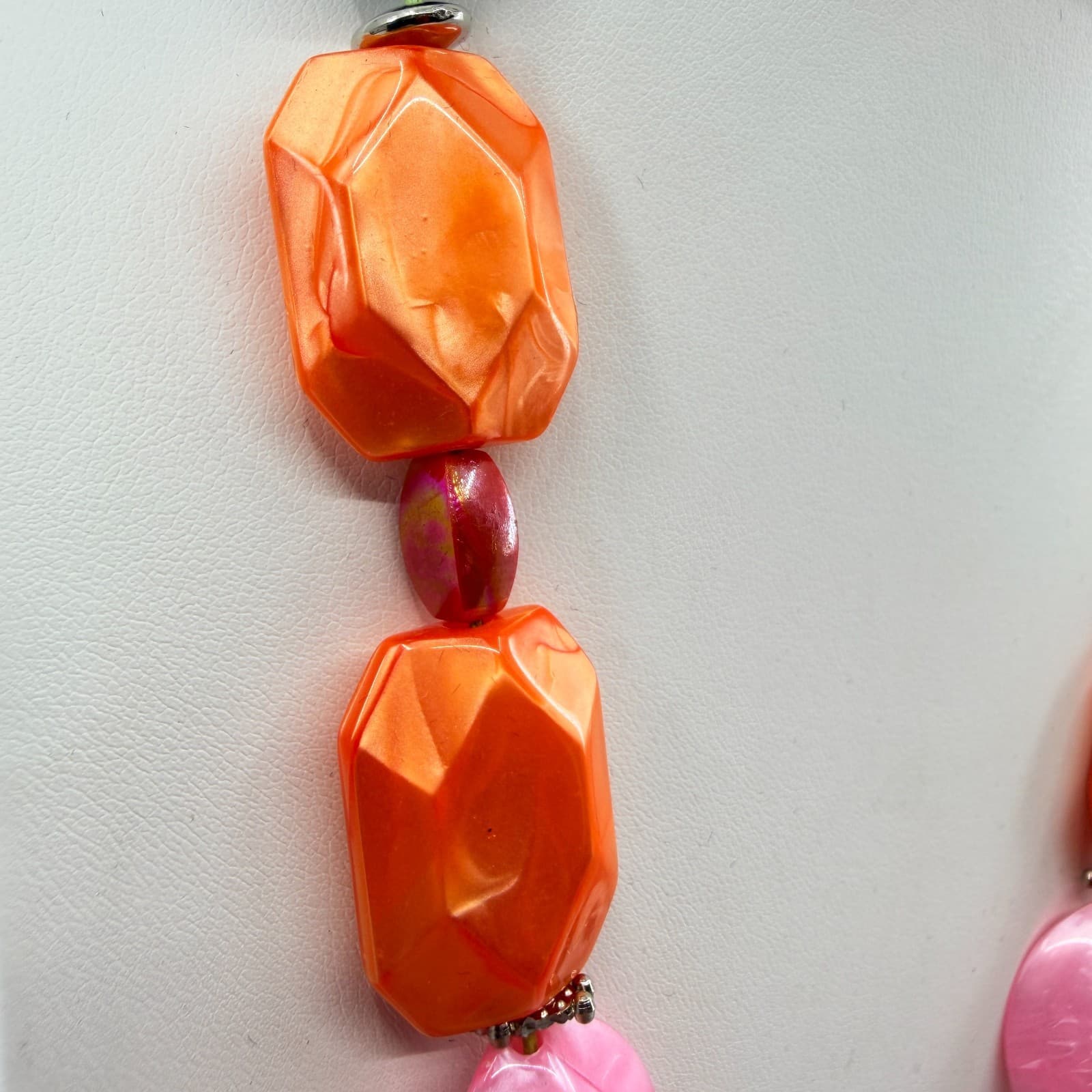 Vintage Chunky Beaded Necklace Pink Orange Purple Multicolor Statement Y2K 90s - Thumbnail 7