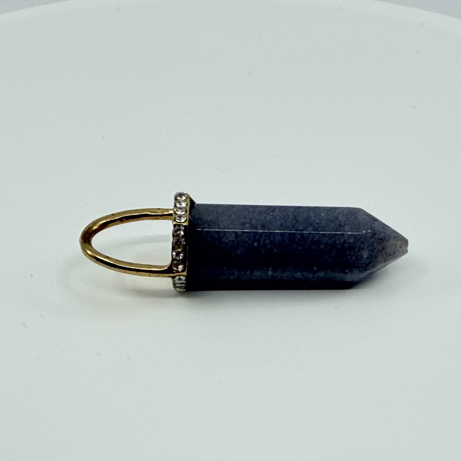 Vintage Gold Tone Purple Stone Point Pendant Rhinestone Boho Statement Retro Y2K - Thumbnail 4