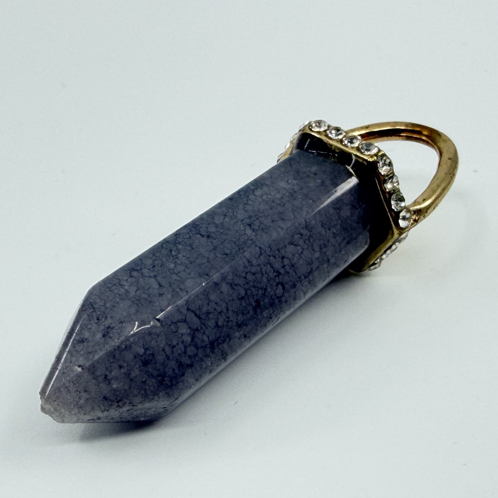 Vintage Gold Tone Purple Stone Point Pendant Rhinestone Boho Statement Retro Y2K - Thumbnail 6