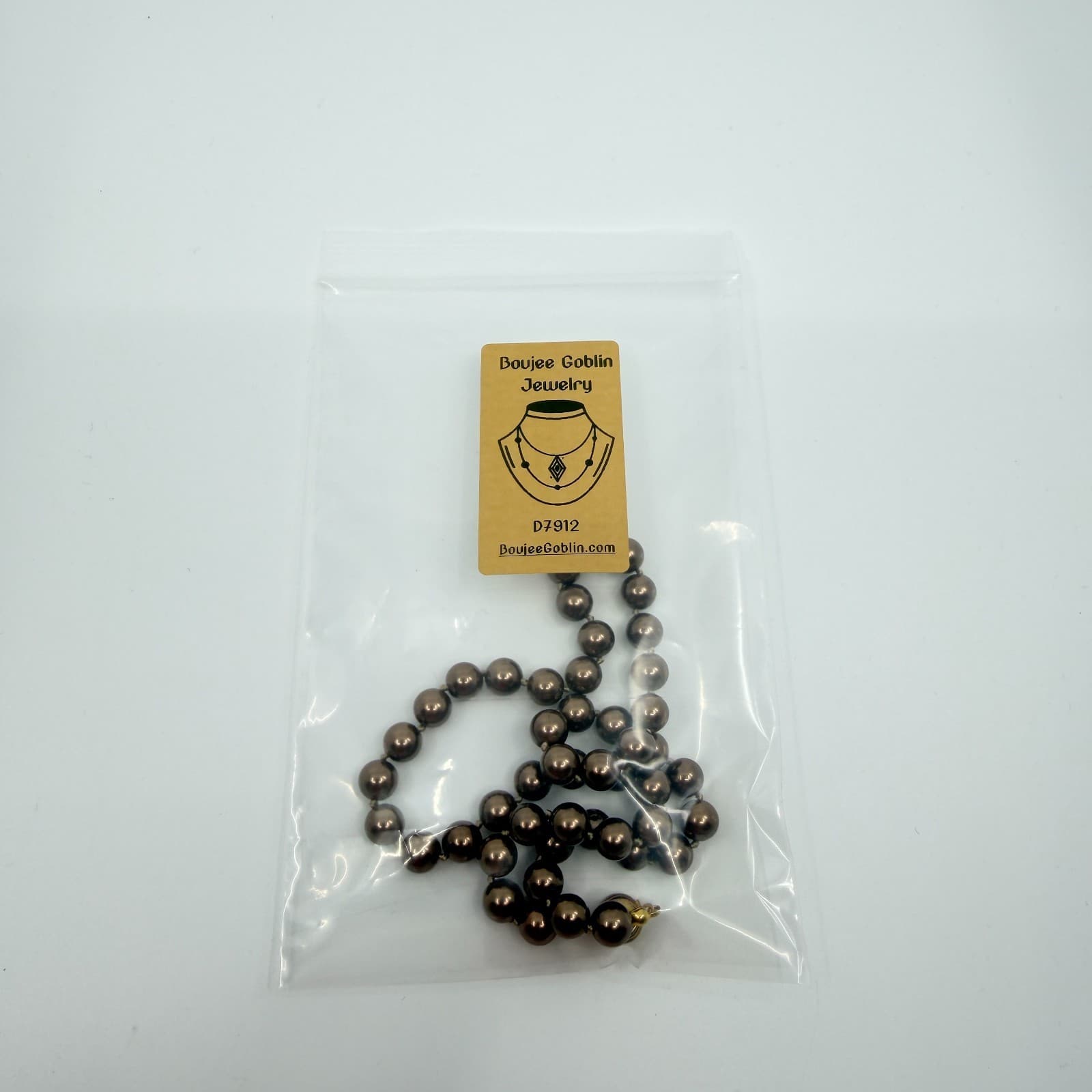 Vintage Brown Faux Pearl Necklace Bronze Metallic Bead Choker Statement Y2K 90s - Thumbnail 10