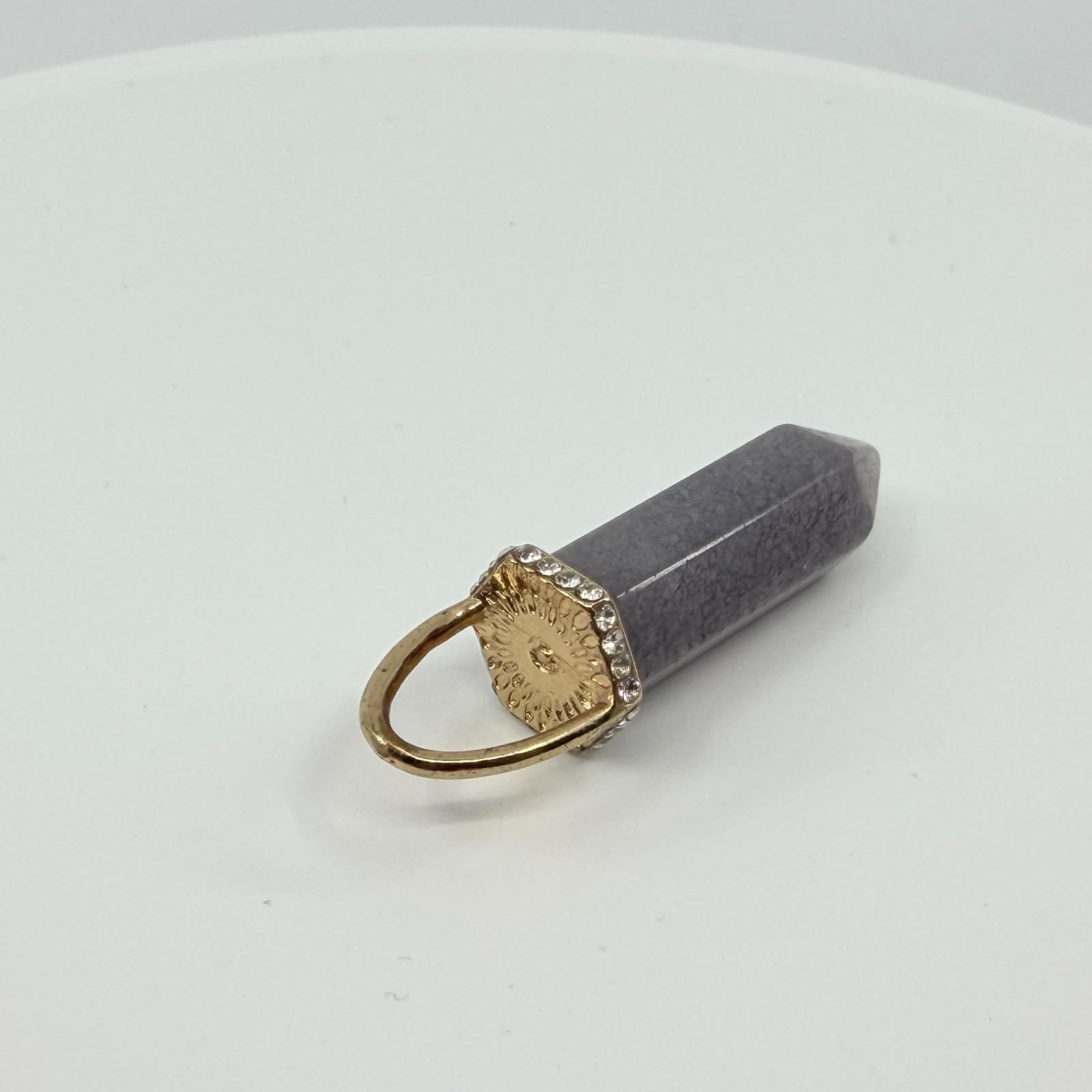 Vintage Gold Tone Purple Stone Point Pendant Rhinestone Boho Statement Retro Y2K - Thumbnail 3