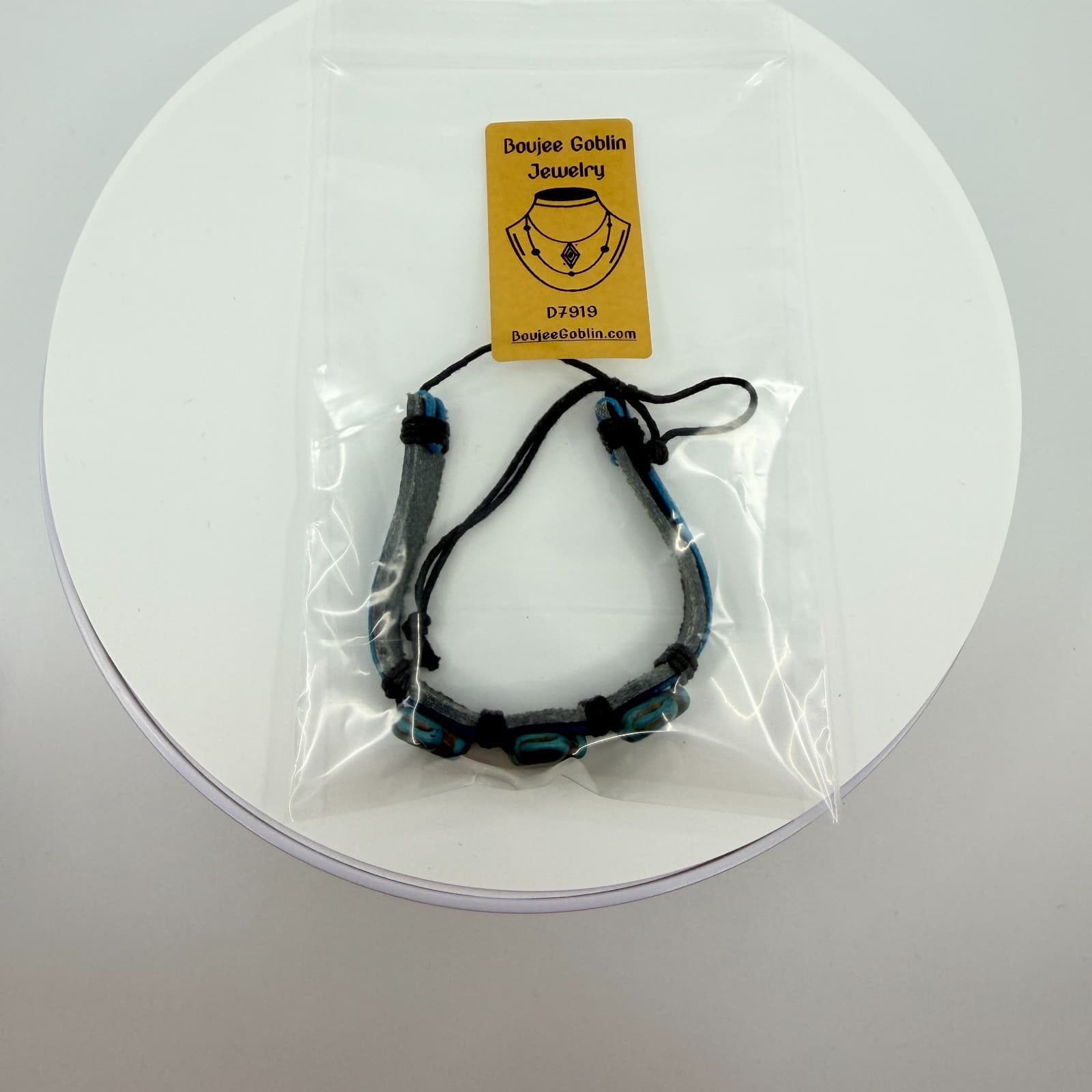Vintage Boho Blue Elephant Bracelet Faux Leather Wrap Beaded Surfer Statement - Thumbnail 10