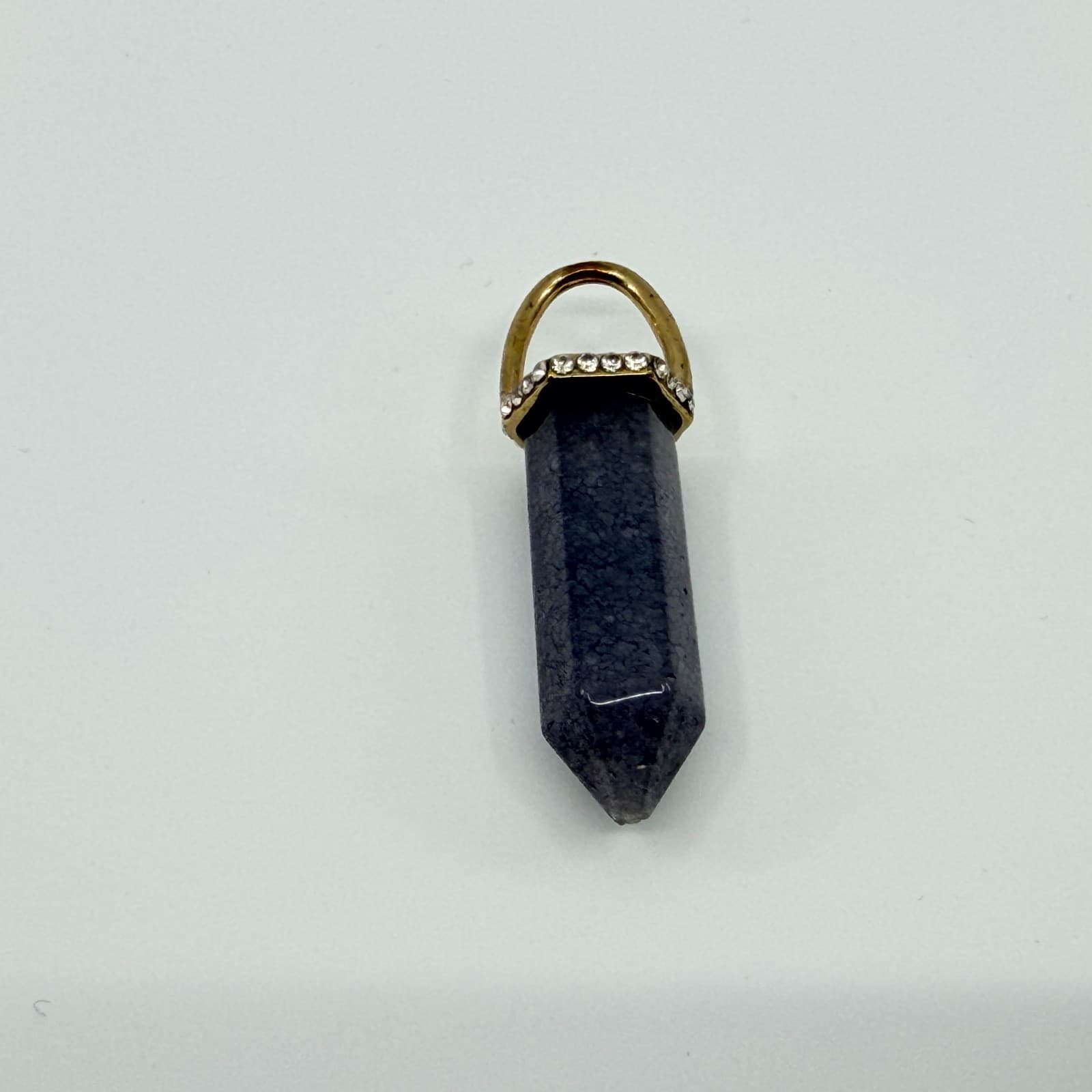 Vintage Gold Tone Purple Stone Point Pendant Rhinestone Boho Statement Retro Y2K - Thumbnail 5