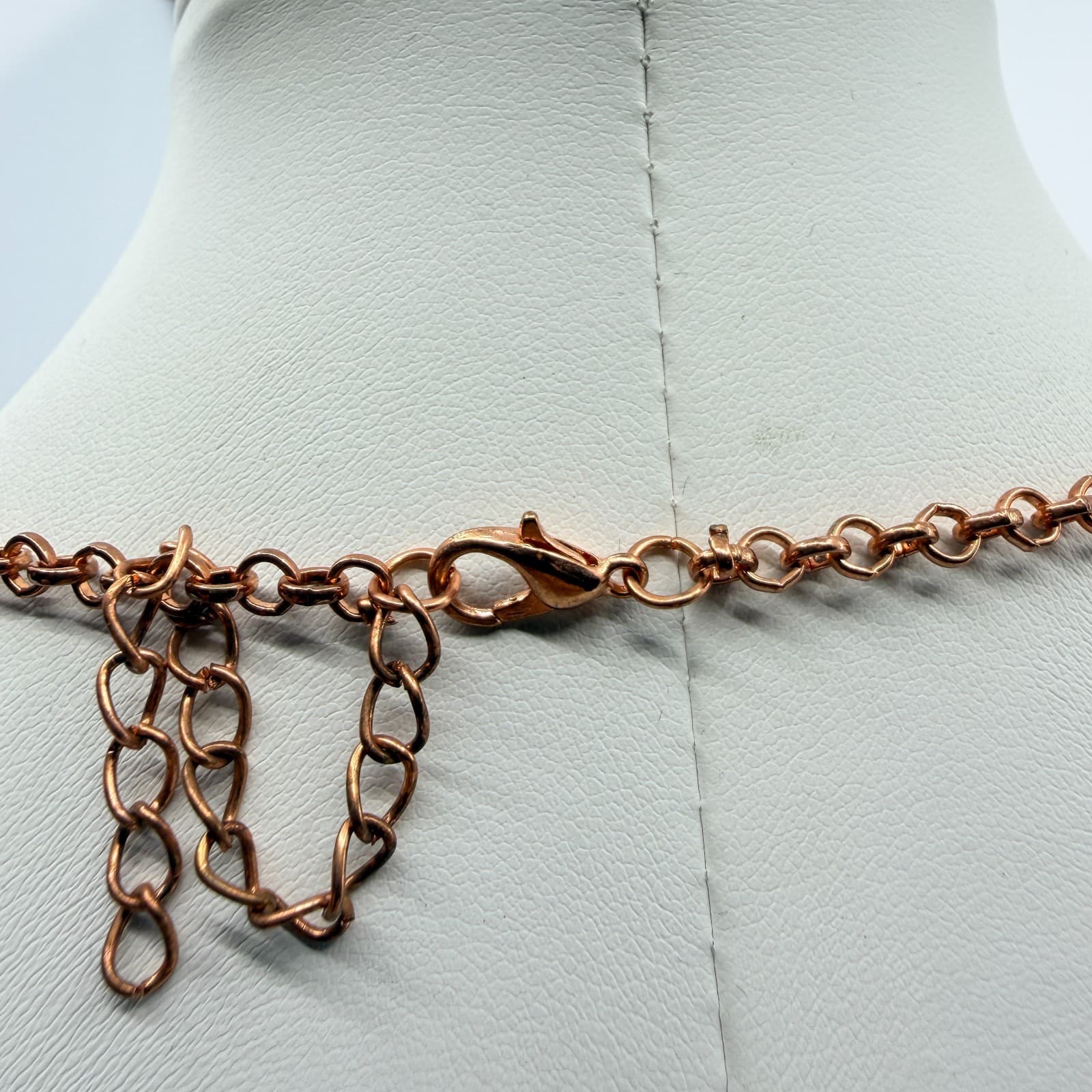 Vintage Rose Gold Tone Rhinestone Necklace Crystal Style Statement Y2K Glam 90s - Thumbnail 7