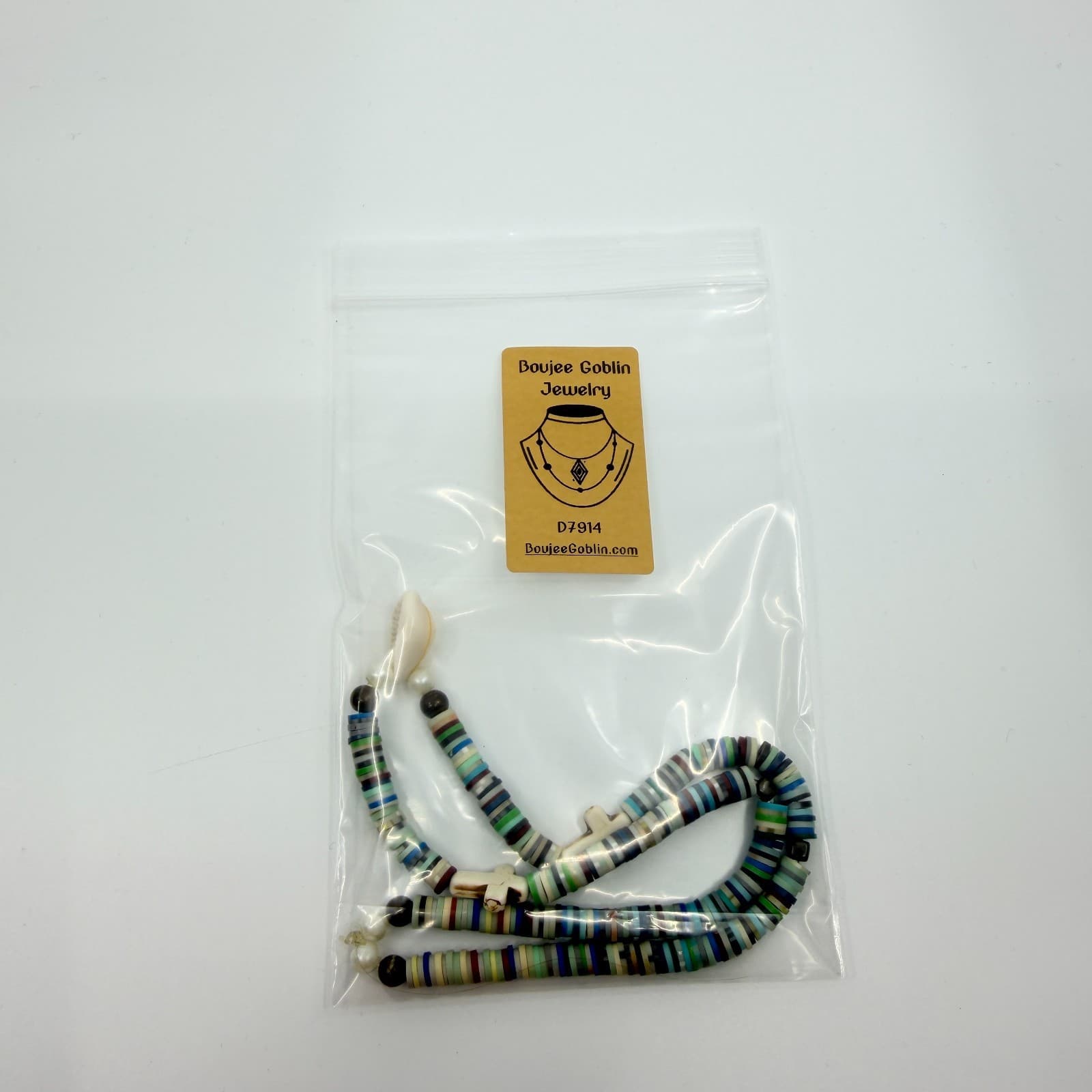Vintage Boho Beaded Necklace Cowrie Shell Cross Pendant Multicolor Retro Y2K 90s - Thumbnail 9