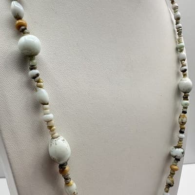 Vintage 90s Earth Tone Beaded Necklace Mixed Stone Boho Fashion Women's Jewelry - Thumbnail 5
