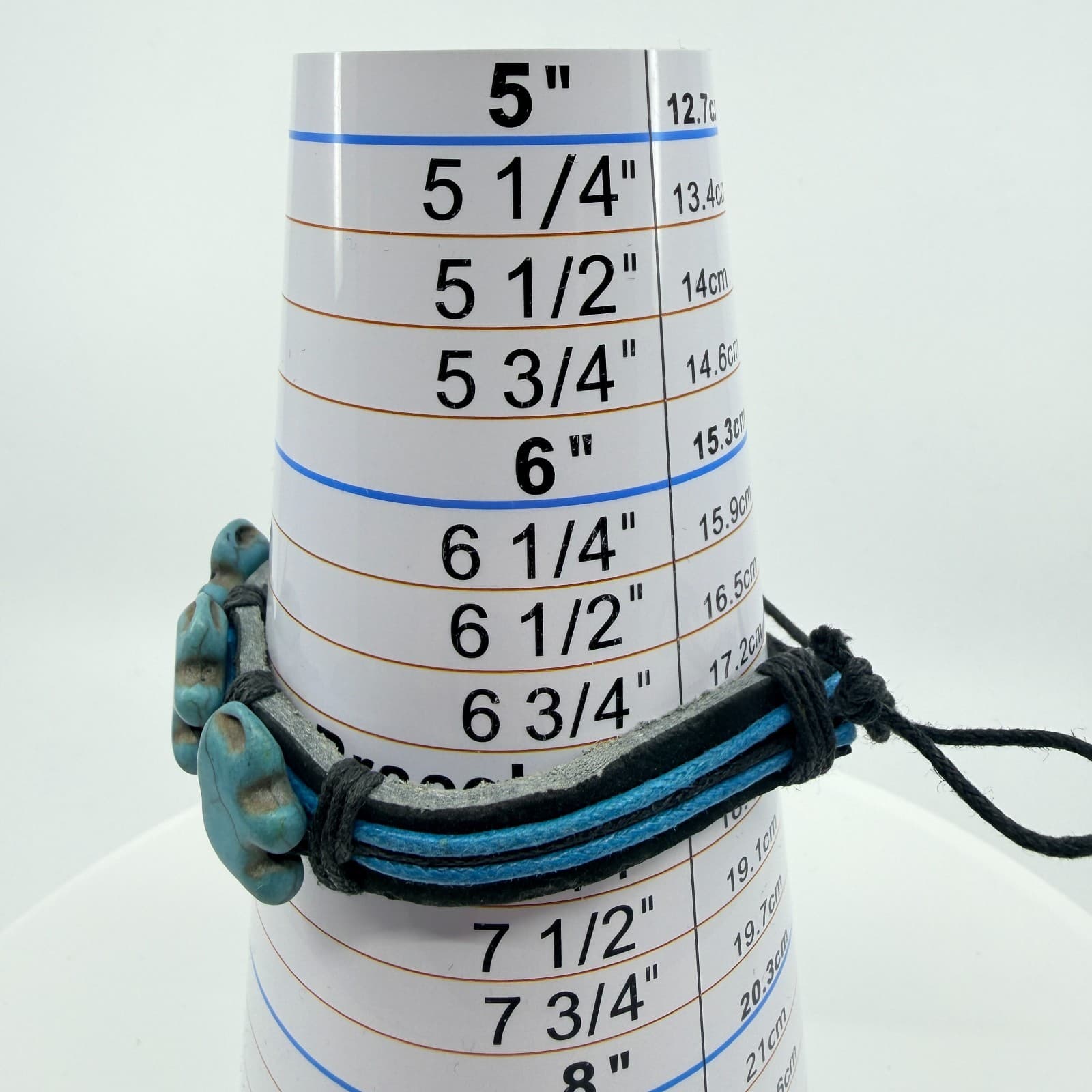 Vintage Boho Blue Elephant Bracelet Faux Leather Wrap Beaded Surfer Statement - Thumbnail 9