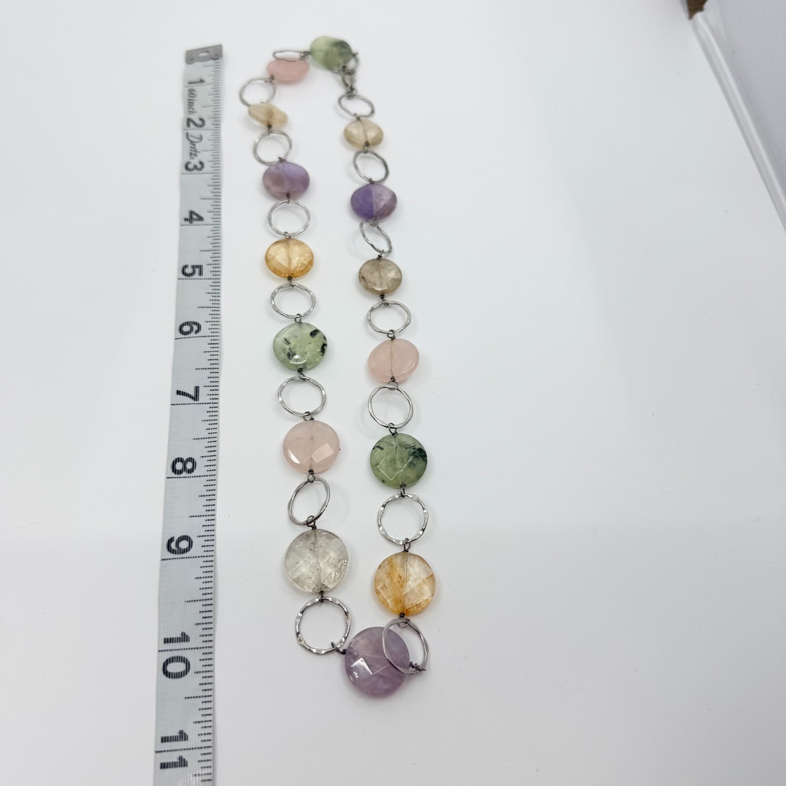 Vintage Silver Tone Beaded Necklace Multicolor Pastel Stone Statement Y2K 90s - Thumbnail 10
