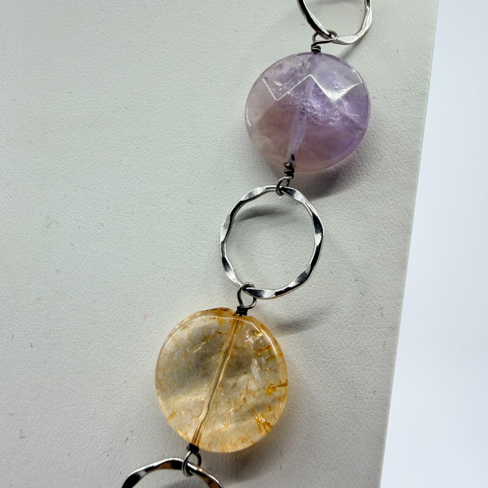 Vintage Silver Tone Beaded Necklace Multicolor Pastel Stone Statement Y2K 90s - Thumbnail 6